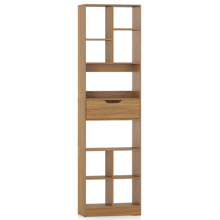 Hivvago 71inch Tall Freestanding Bookcase with Drawer 10-Cube Storage Organizer