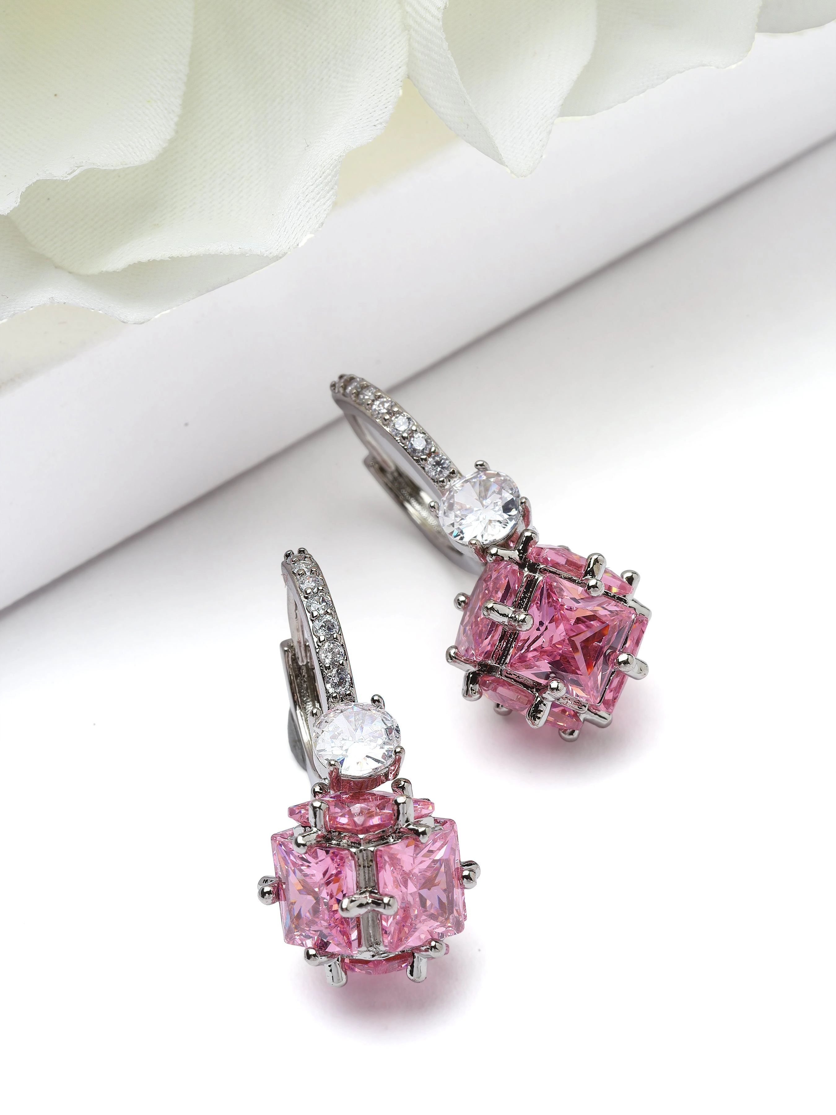 AGP PARIS Womens Crystal Orb Hoop Earrings