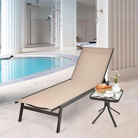 Hivvago Outdoor Reclining Chaise Lounge Chair With 6-Position Adjustable Back