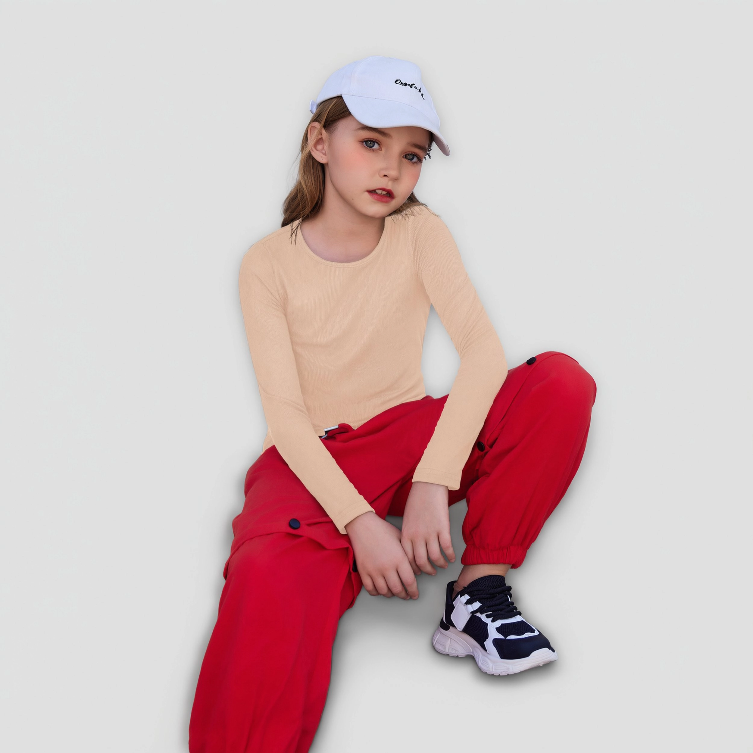 Arshiner Girl's Long Sleeve Ribbed Knit Slim Fit Crewneck T-Shirt