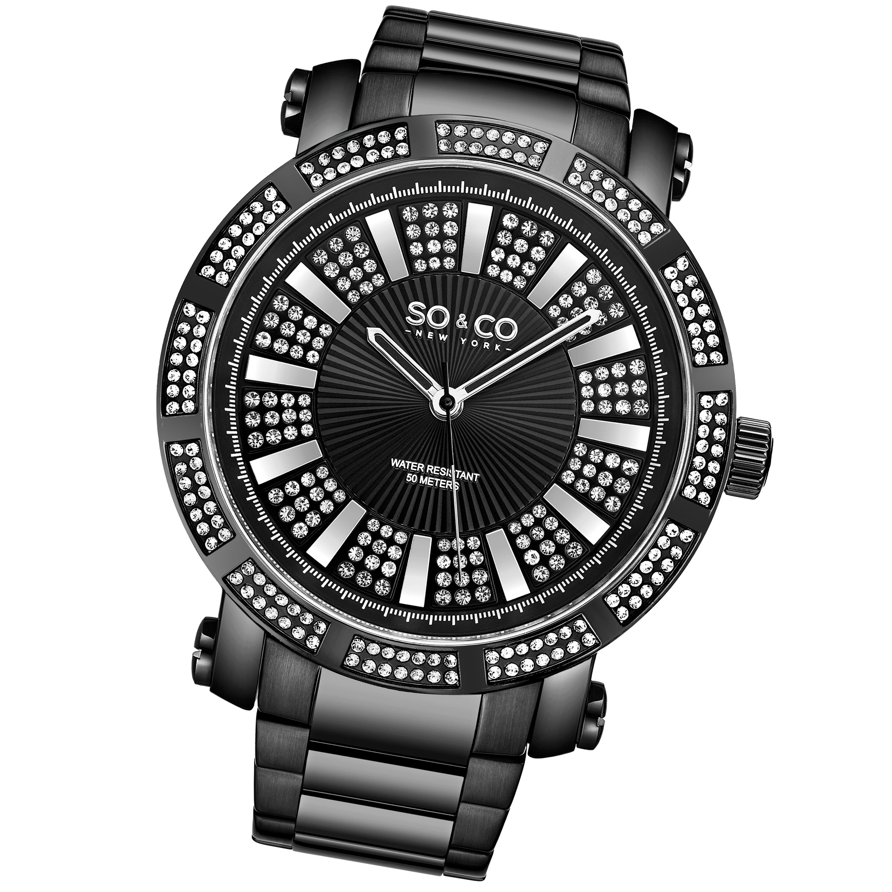 SO&CO Madison 5563 50mm Crystal Watch with Stainless Steel Strap