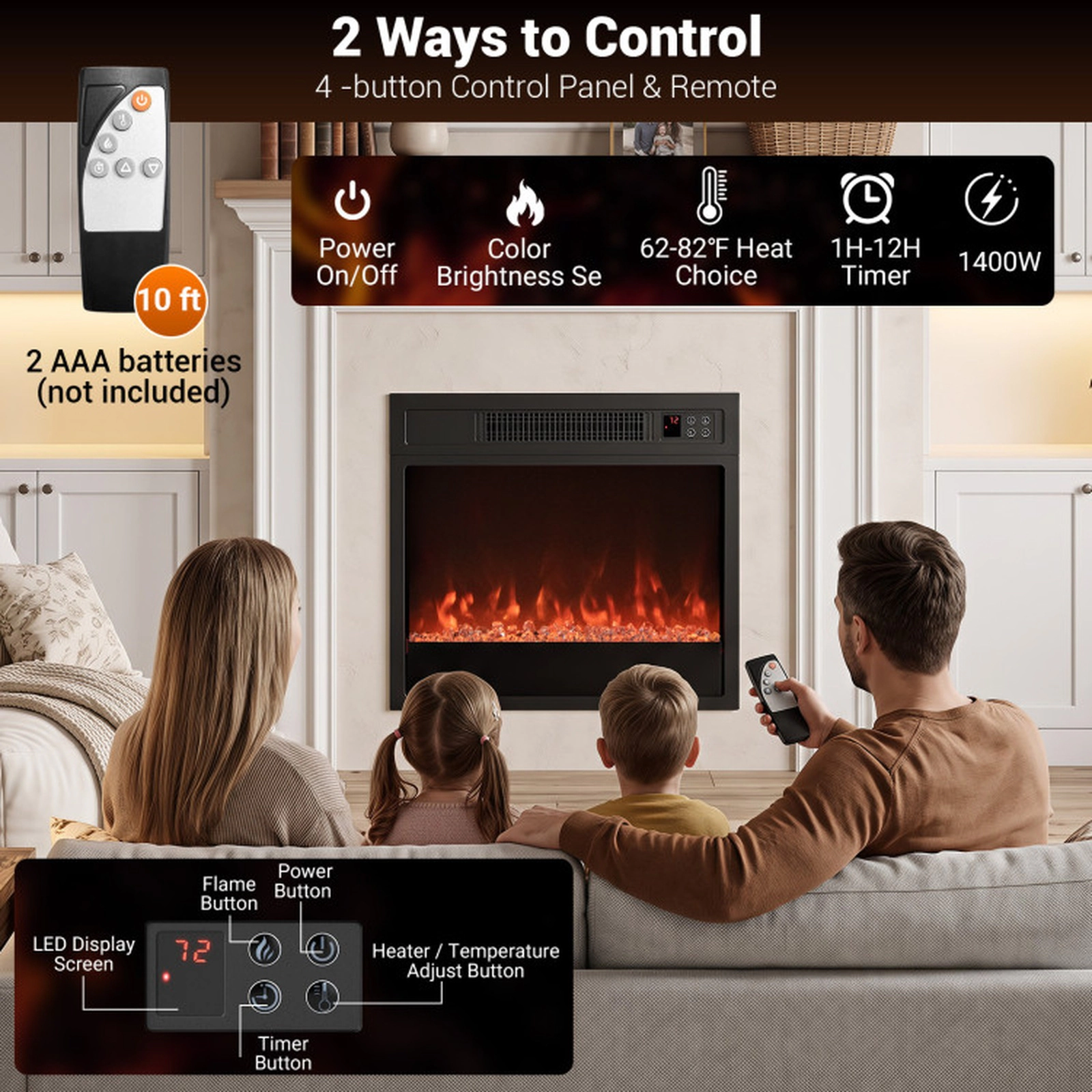 SUGIFT 18-in 9 Flame Colors Remote Control Electric Fireplace Insert 19.17-in x 5.12-in x 16.93-in 5000 BTU Black