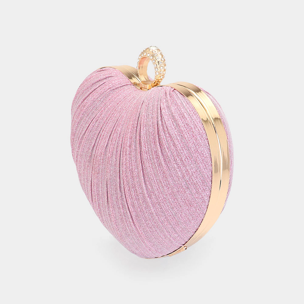 FASHNZFAB Sparkle Fabric Heart Fold Clutch / Evening Bag / Crossbody Bag