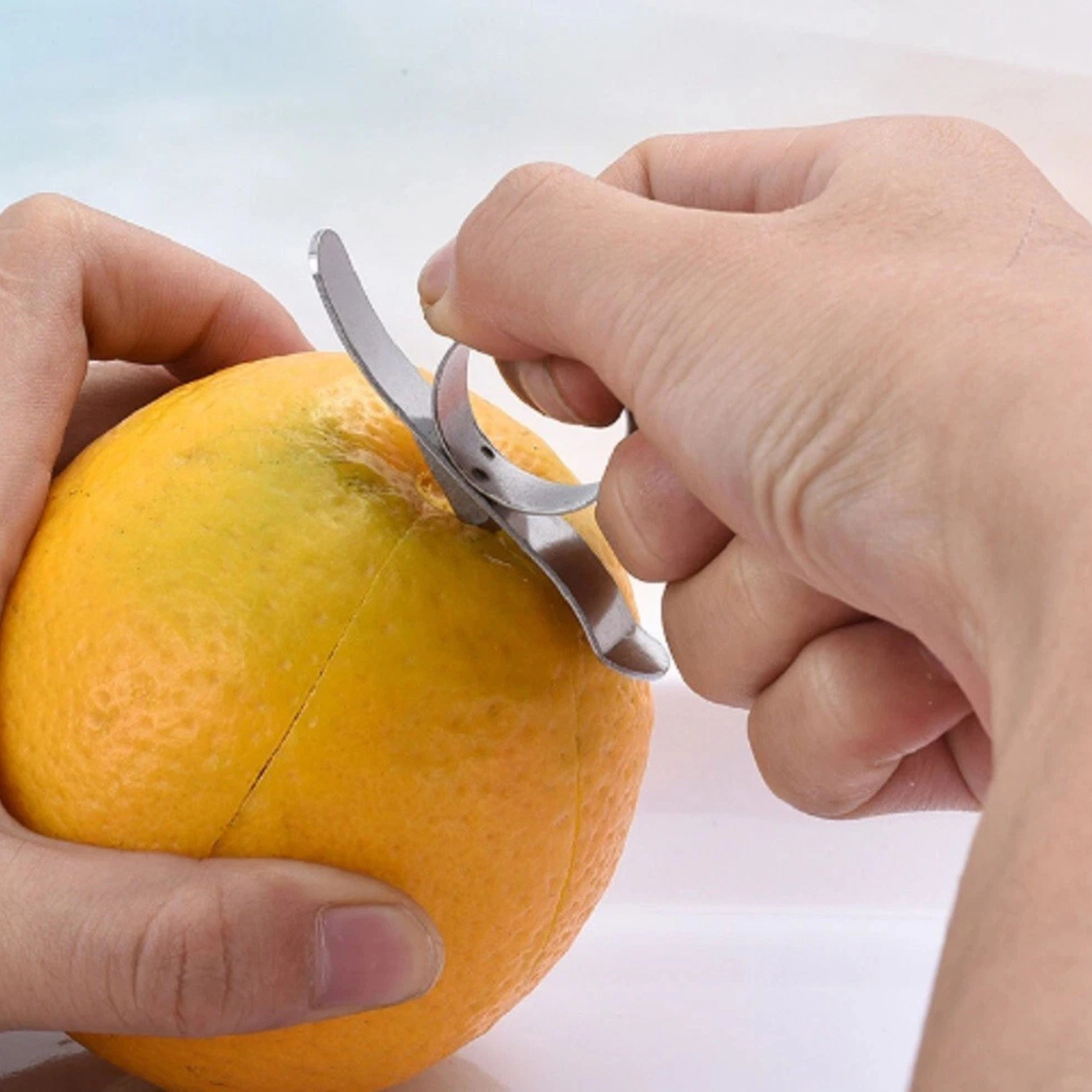 Home Collection Pack of 2 Stainless Steel Orange Peeler Citrus Fruit Peeling Tool