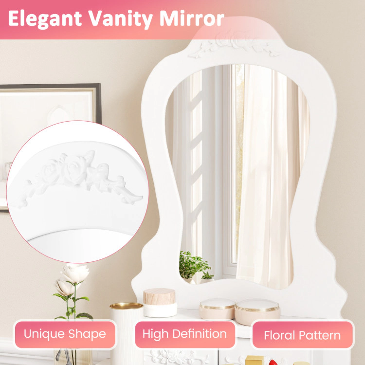 Hivvago Makeup Dressing Table And Bench 3 Drawers And Cushioned Stool For Girls