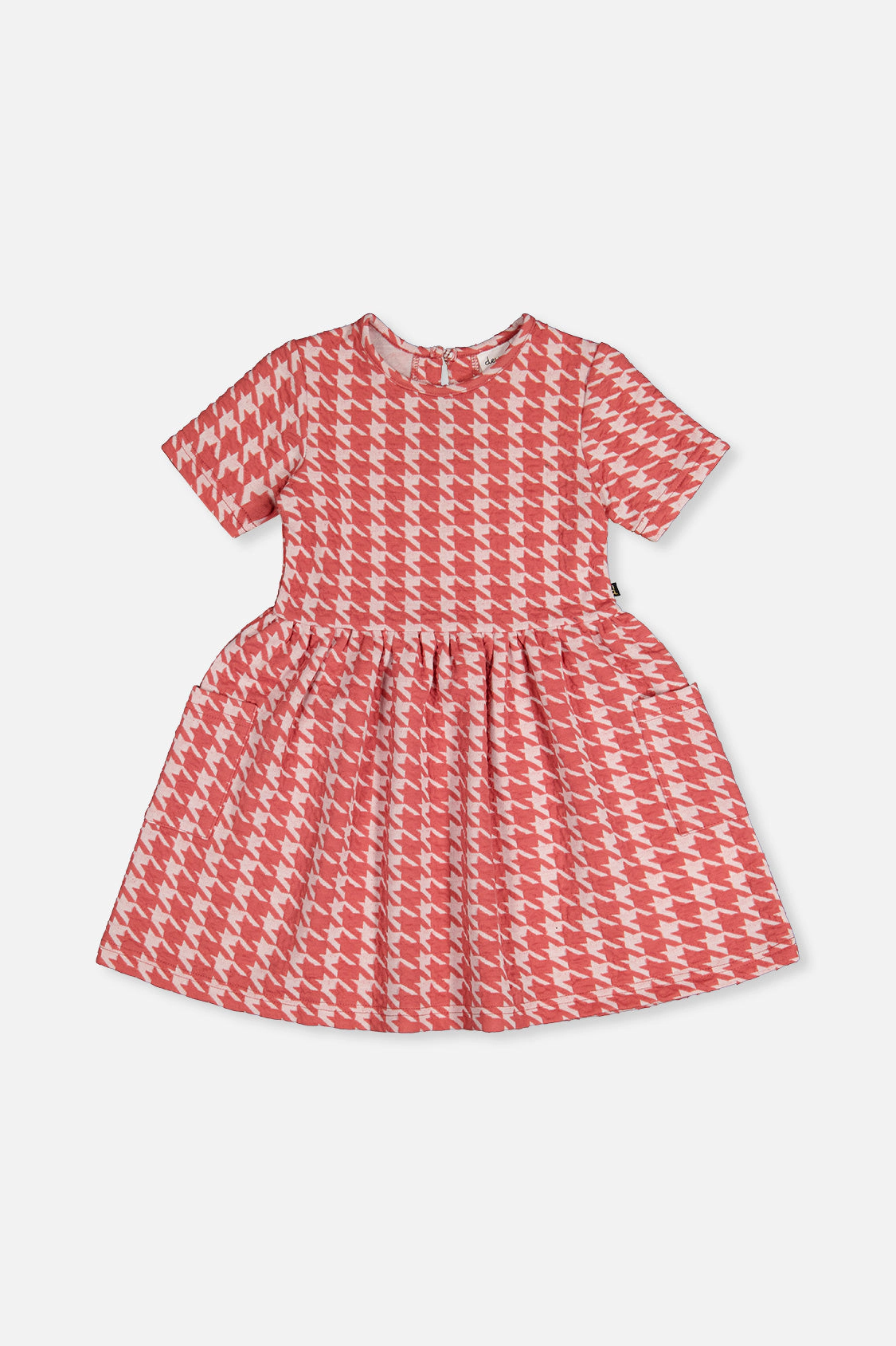 Deux par Girls Houndstooth Short Sleeve Dress with Pockets