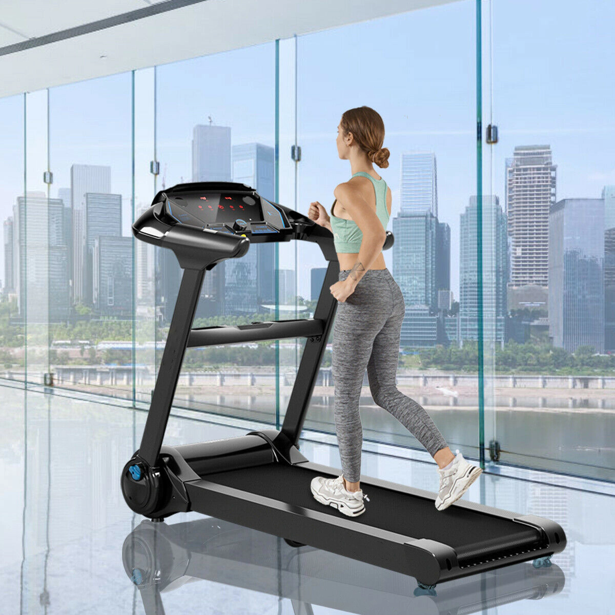 SUGIFT 2.25-HP 265-lb Capacity Folding Treadmill with Bluetooth Speaker LED Touch Display and APP Control