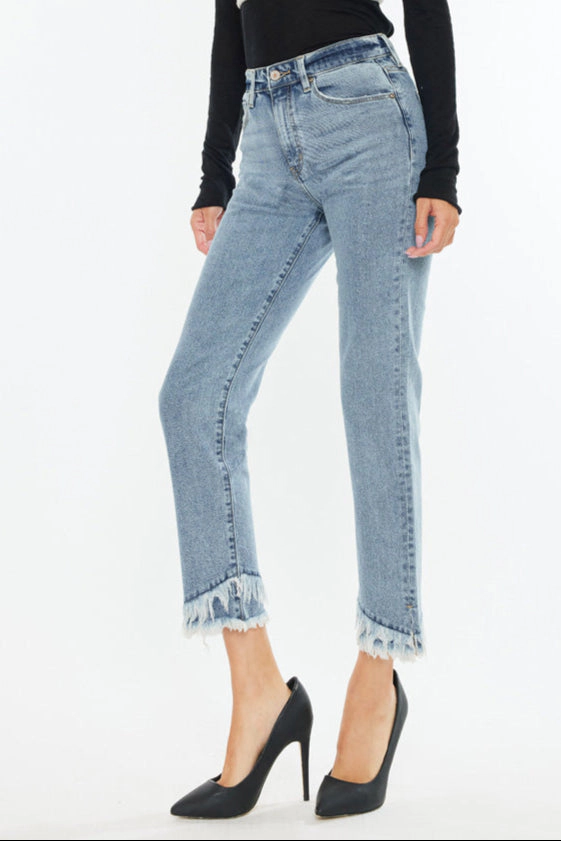 KanCan Women's Essentials High Rise Straight Fit Leg Jeans Clover