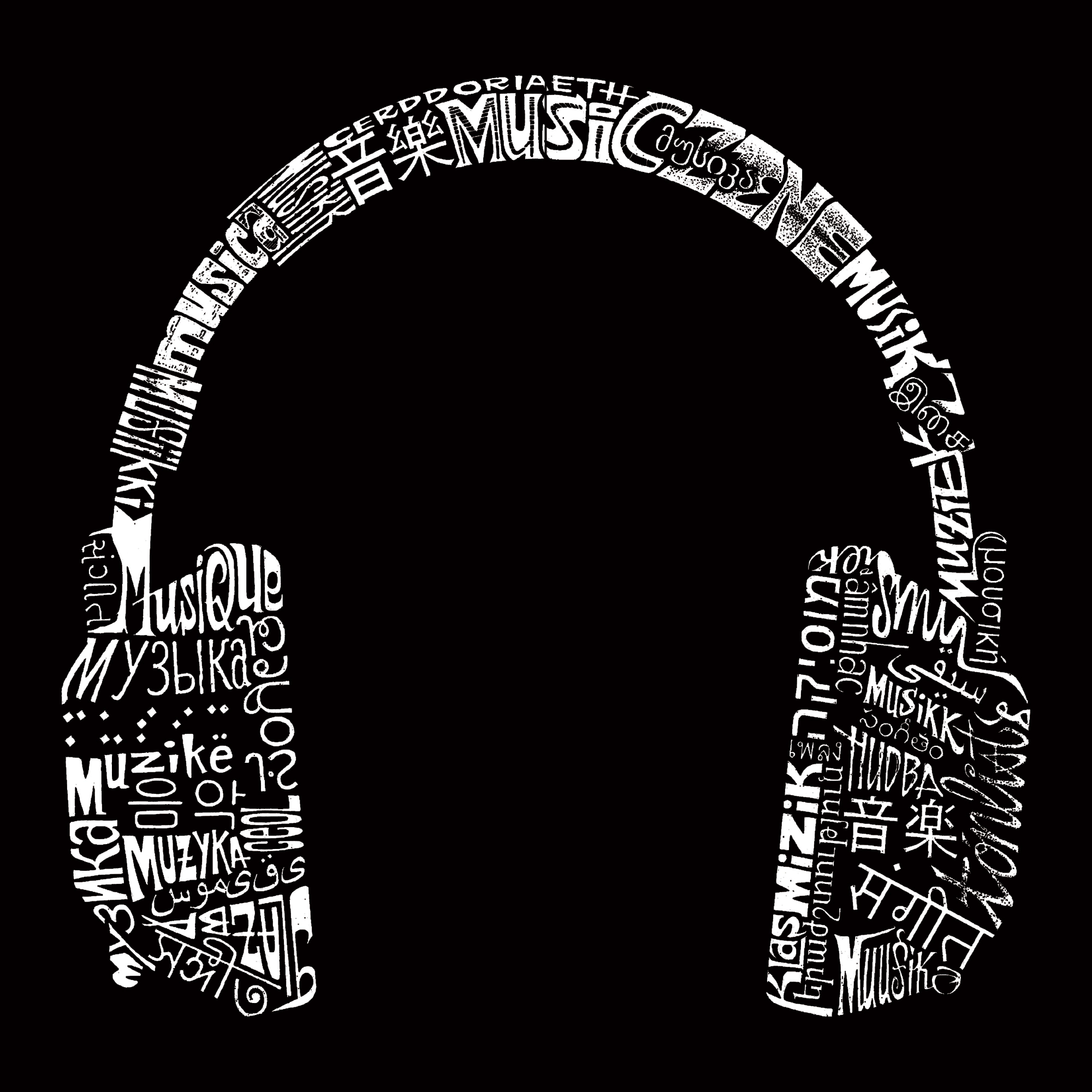 LA Pop Art Headphones - Languages Mens Word Hooded Sweatshirt