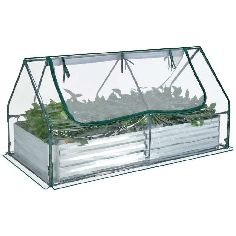 Hivvago 6 x 3 x 3 Feet Galvanized Raised Garden Bed with Greenhouse