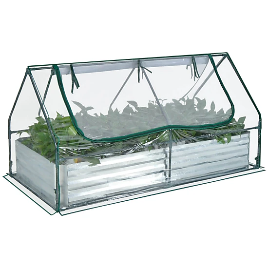 Hivvago Galvanized Steel Garden Bed with Greenhouse