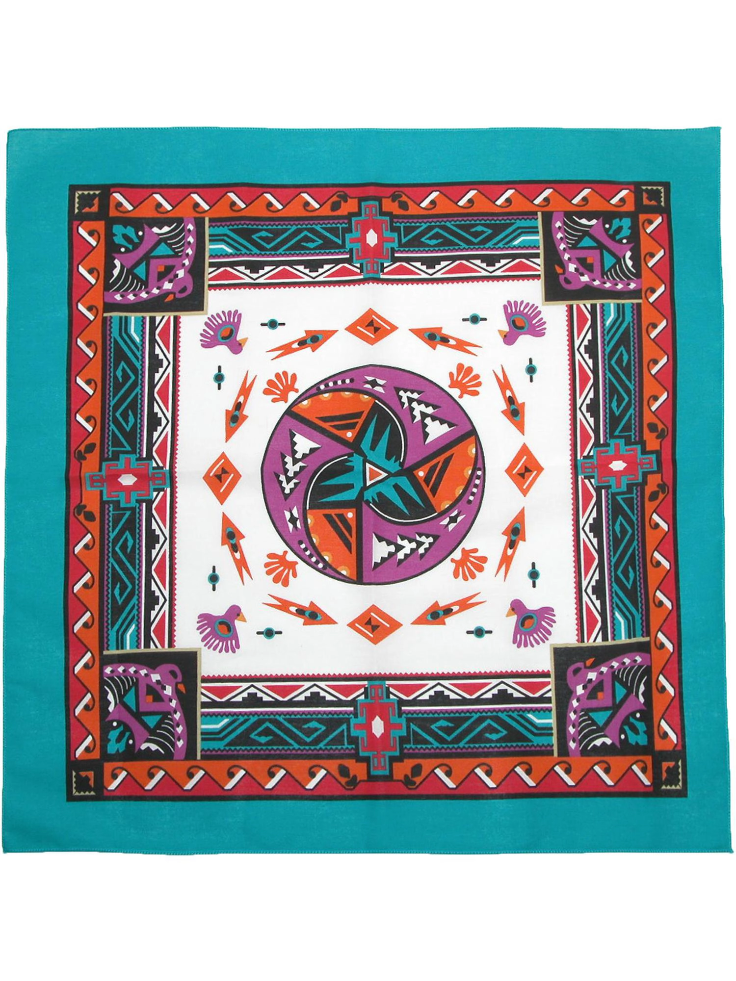 CTM® Women's Cotton Aztec Turquoise Bandanas