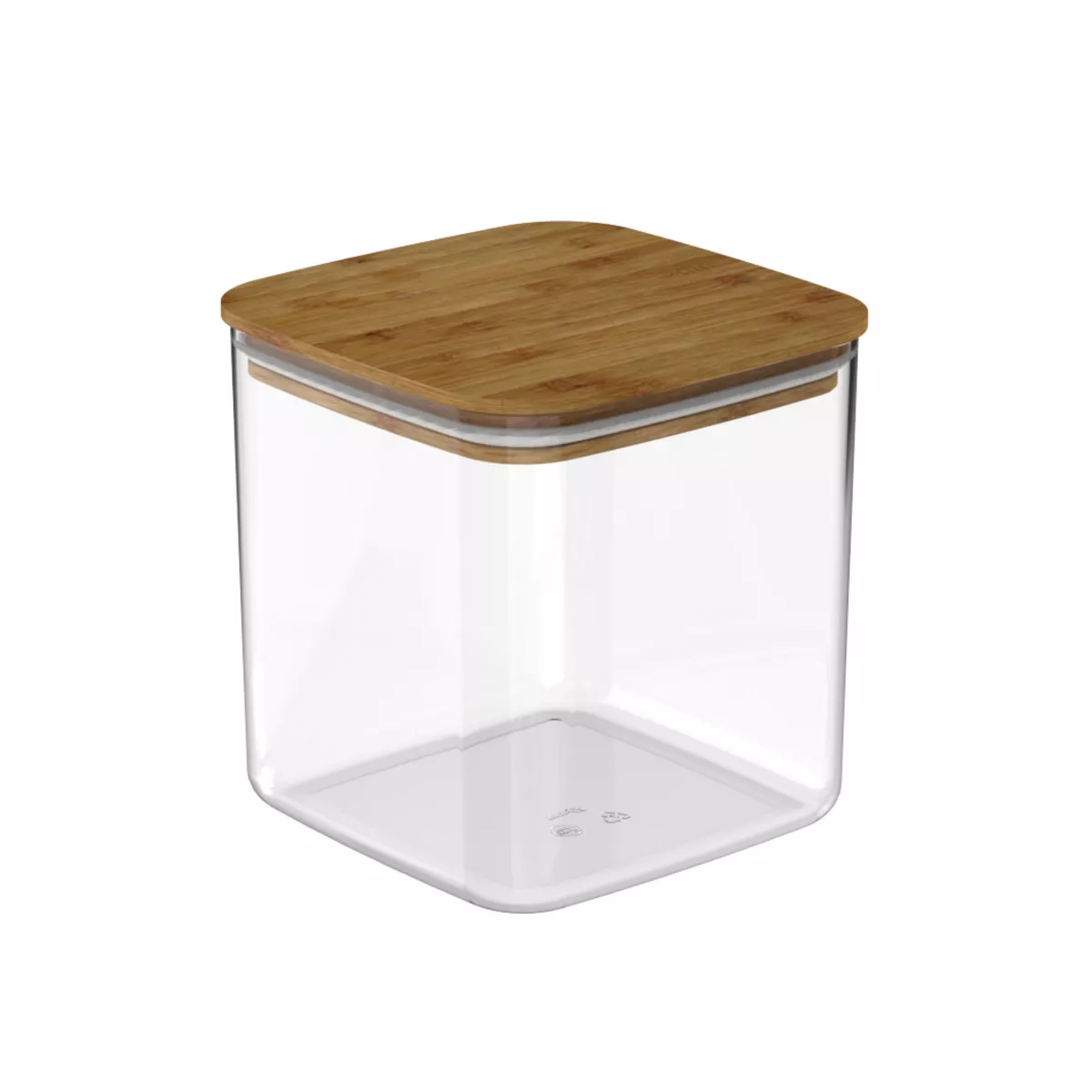 OU Airtight Food Storage Container 9.7cup, Clear Plastic w/ Leak Proof Bamboo Lid, Stackable Kitchen Pantry Organizer