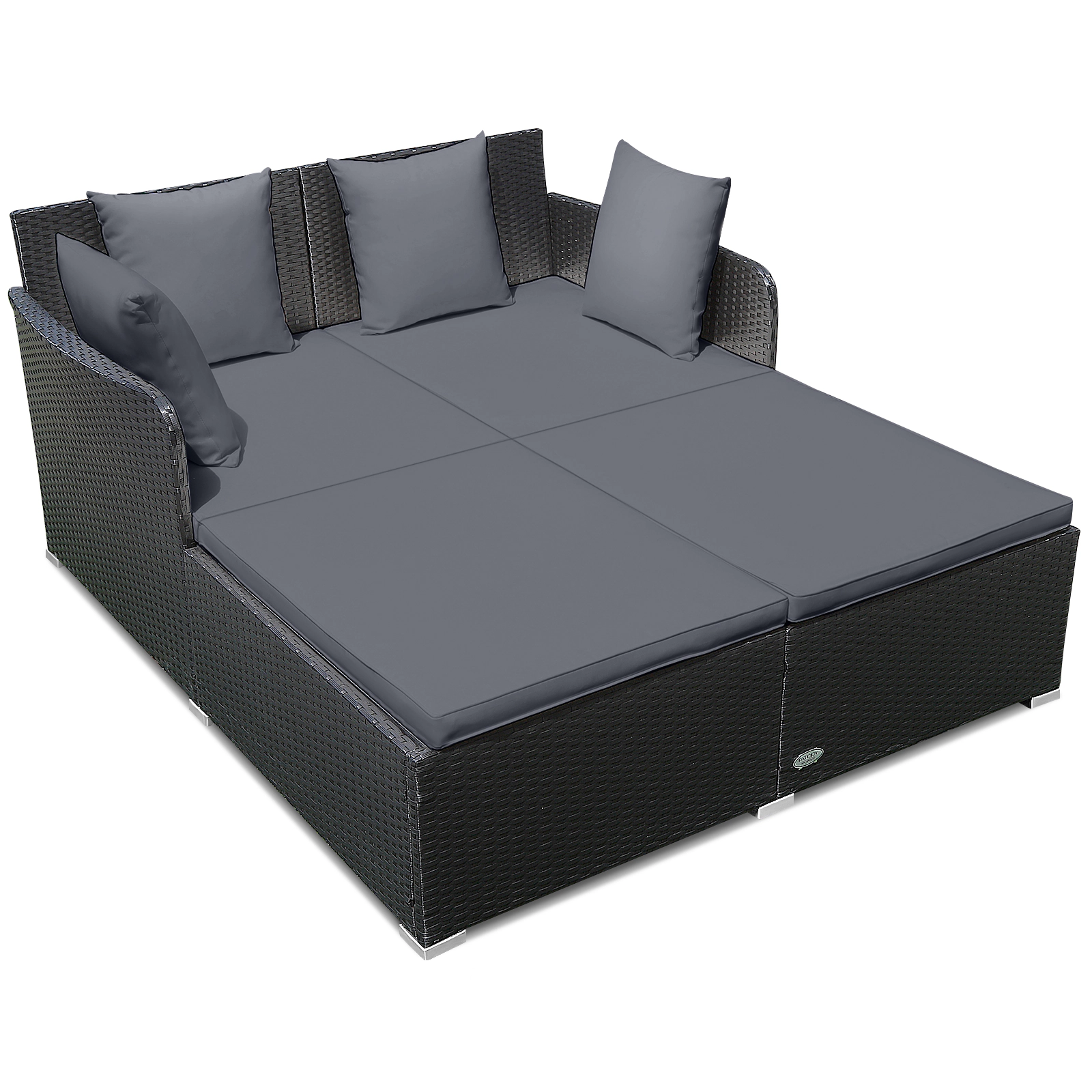 LJG Spacious Outdoor Rattan Daybed with Upholstered