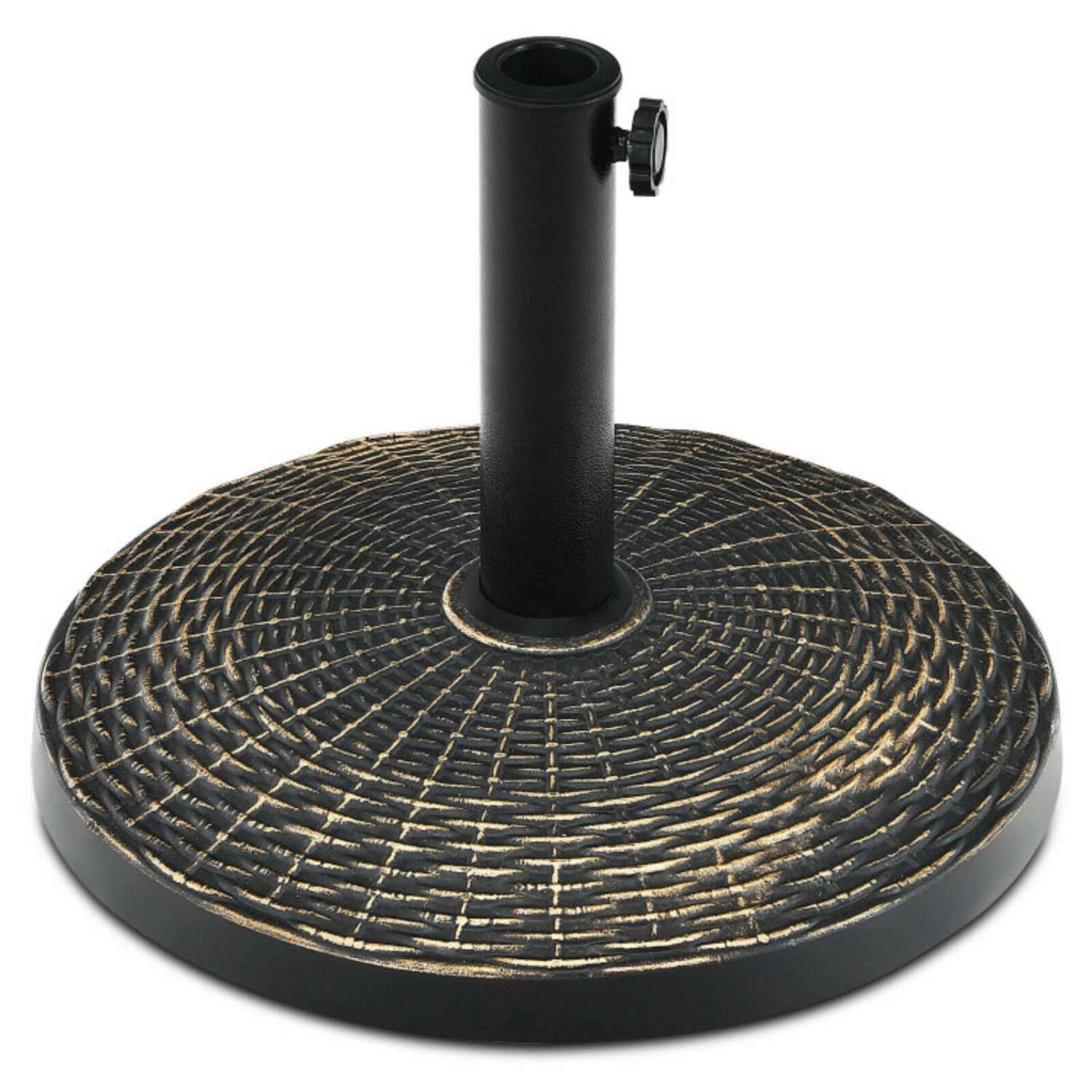 Slickblue Outdoor Umbrella Base 18 Inch Bronze Resin Steel Weighted Stand Patio Deck Garden