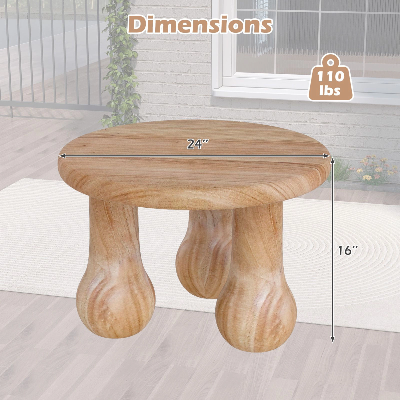 SlickBlue 24 Inch Mahogany Wood Coffee Table with Round Top