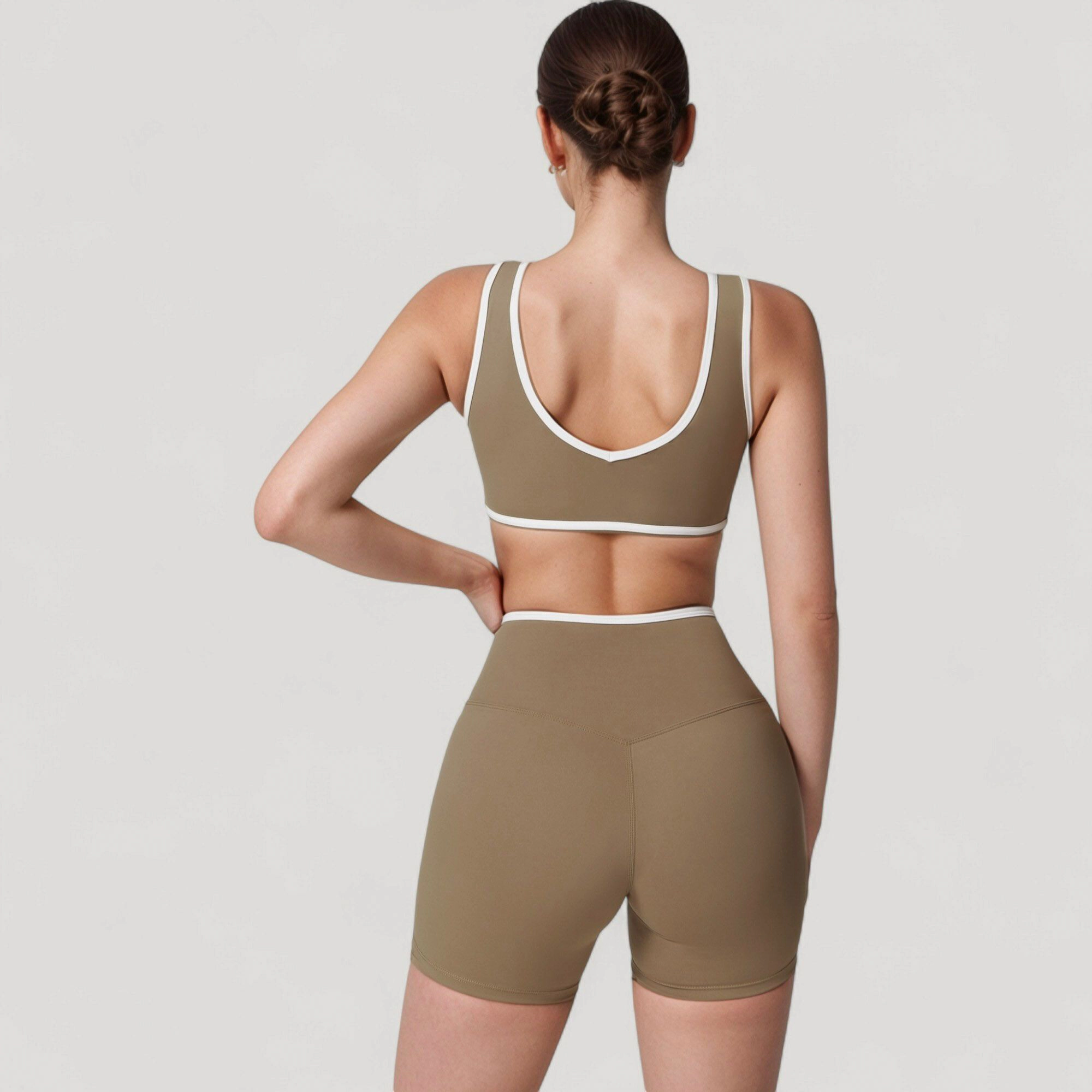 Anna-Kaci Women's High Waist Crossover Athletic Shorts with Stretch Fabric and Flattering V Front Waistband