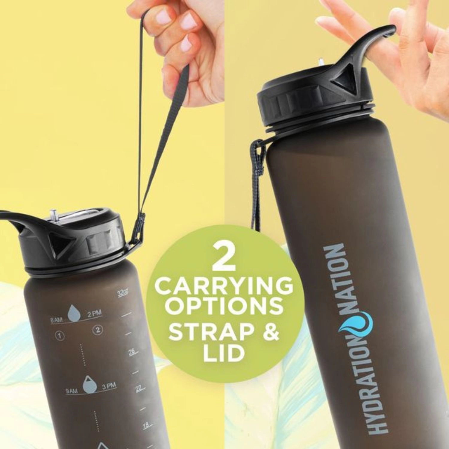 Zulay Kitchen 32oz Water Bottle With Time Marker - Leak Proof Bottles Times To Drink By Hydration Nation
