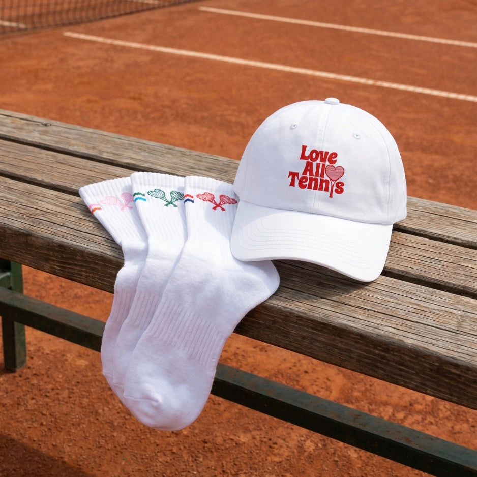 Love All Court Classics Set - 3-Pack Socks and Signature White Hat