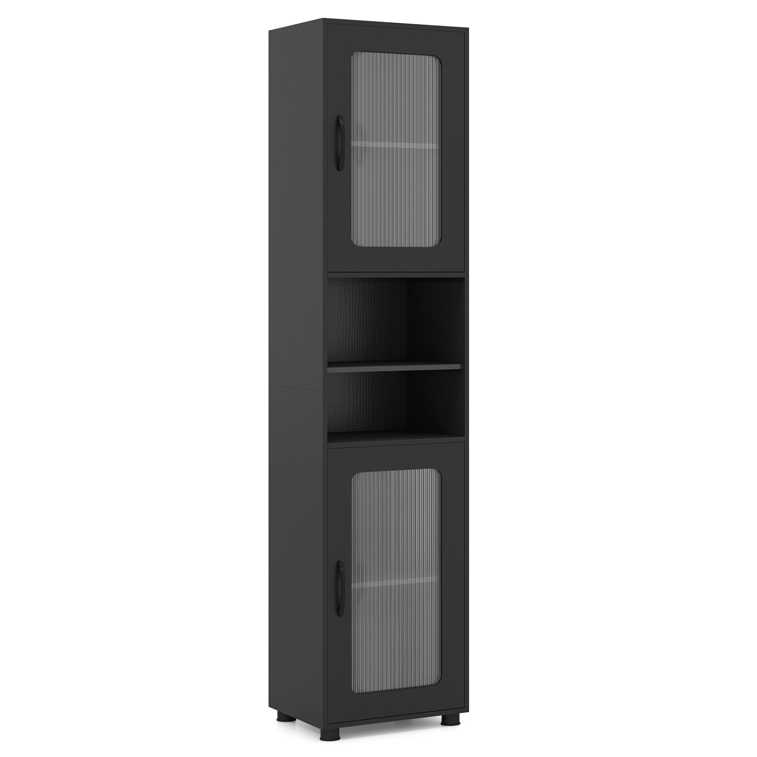 SlickBlue Bathroom Storage Cabinet with Open Shelves and Doors