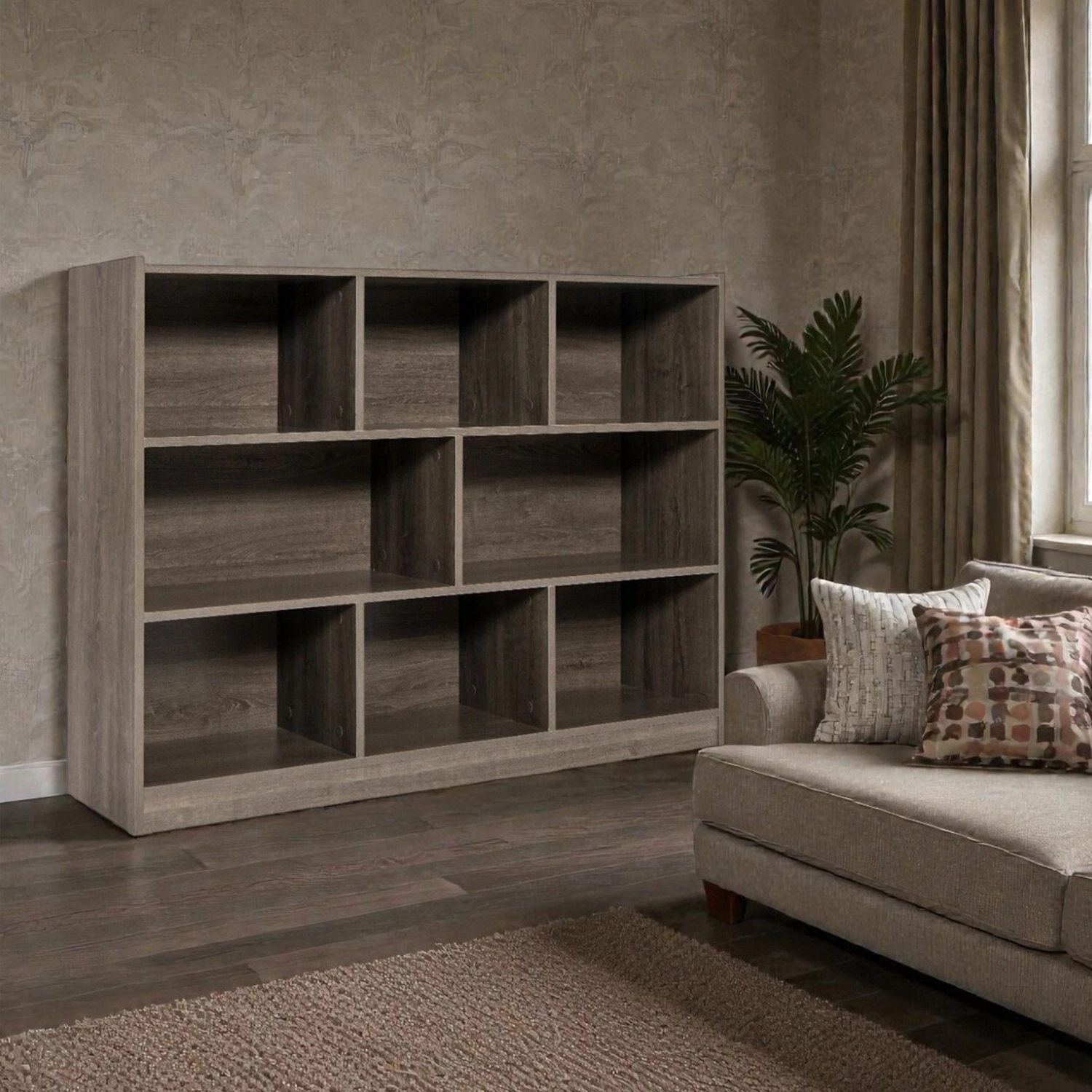 Hivvago Modern 8-Cube Organizer Shelf – 3-Tier Open Bookcase for Living Room