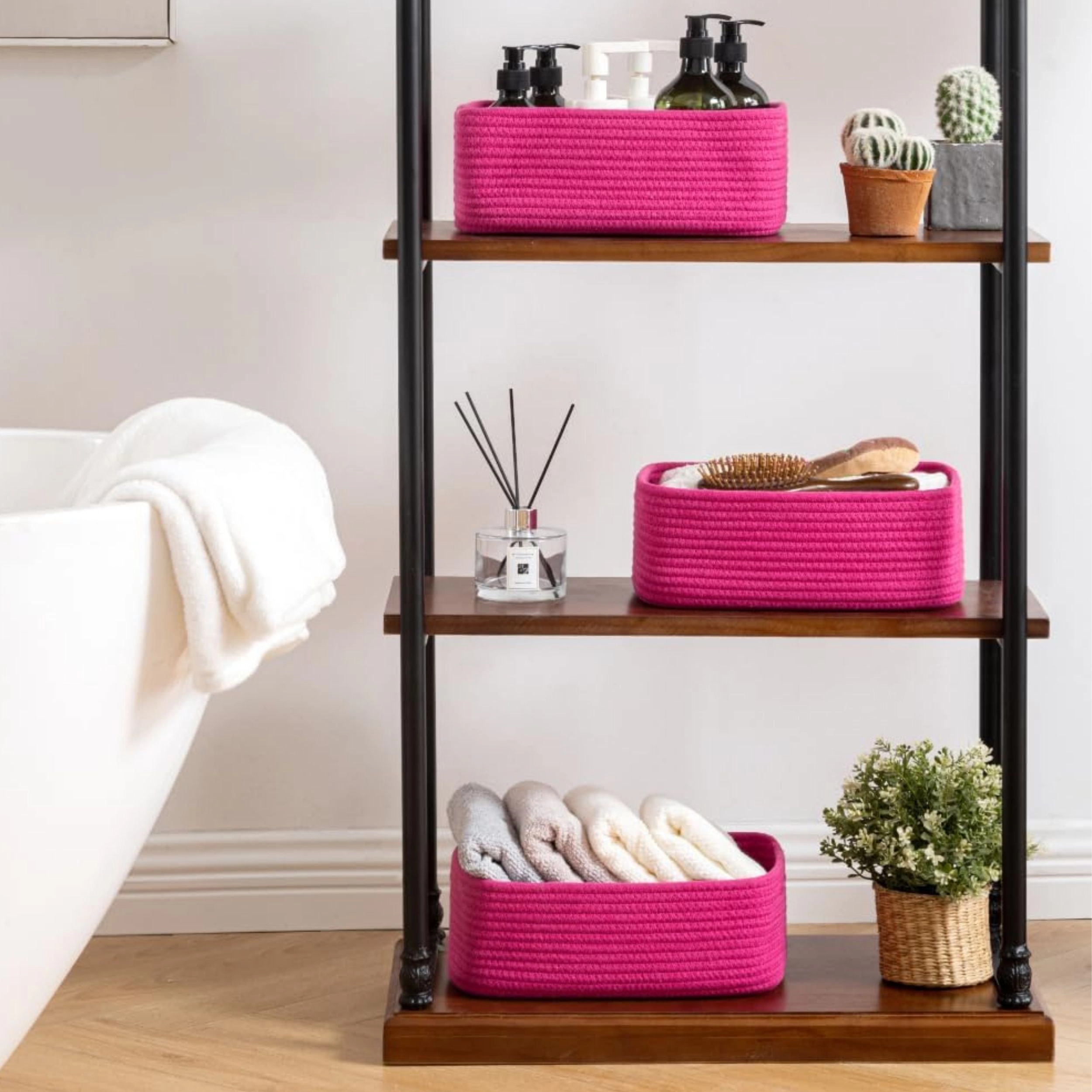Stock Preferred Pack of 3 Small Woven Storage Baskets 12 x 8 4.5 Inch