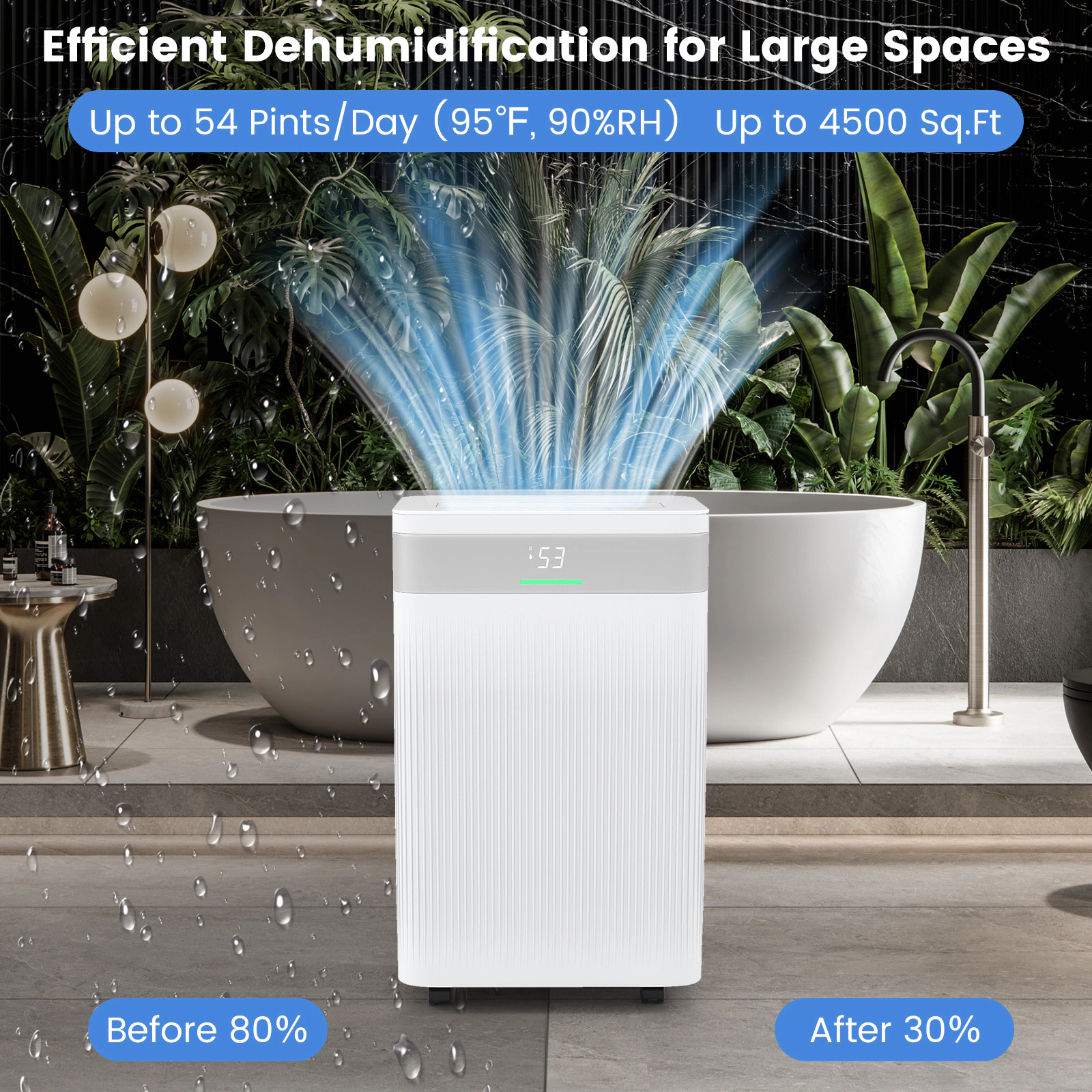 SlickBlue Automatic Home Dehumidifier with Water Tank, Sleep Mode