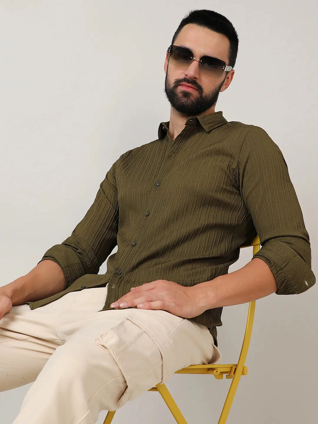 Self-Design Striped Shirt