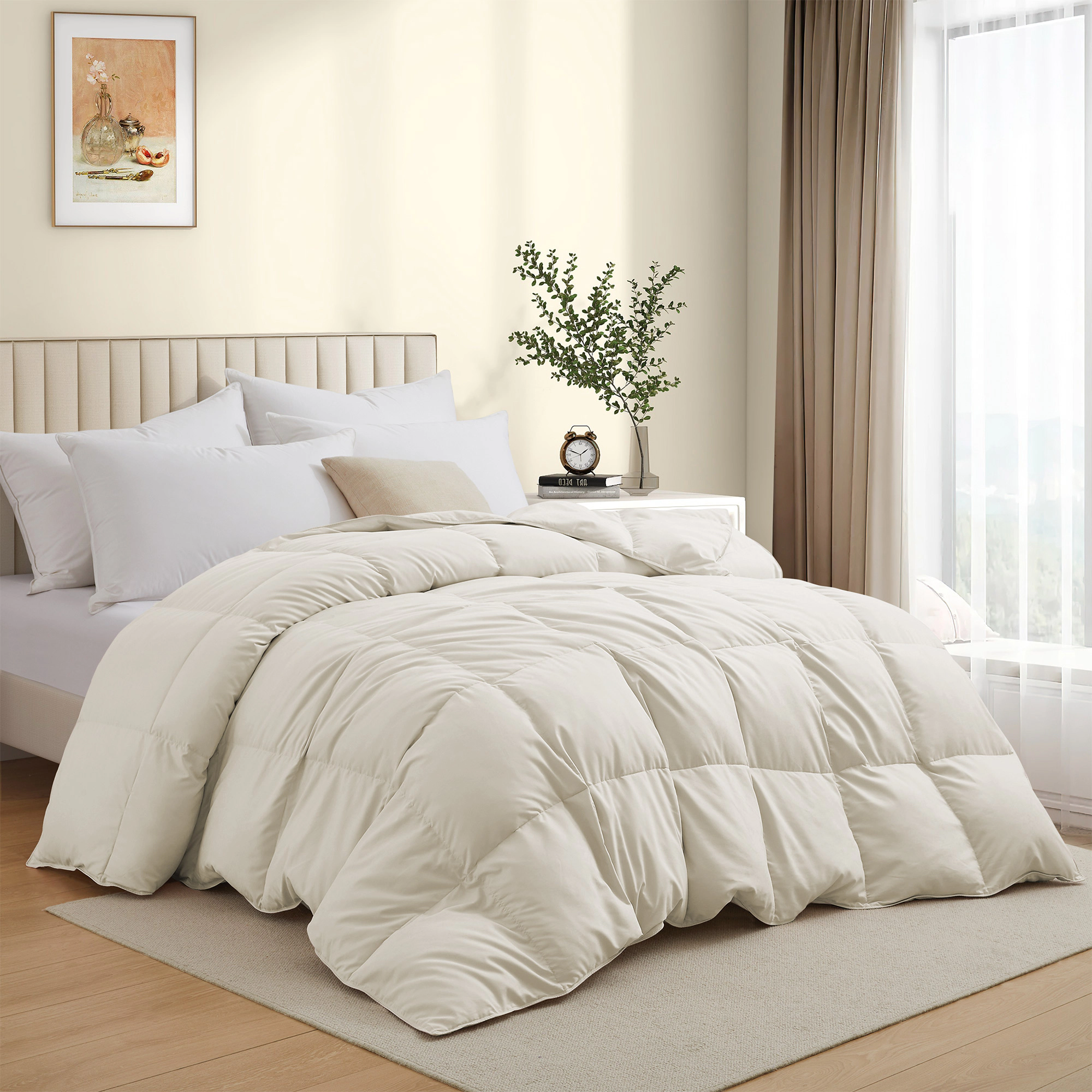 PEACENEST Goose Feather Fiber Comforter All Season Soft Duvet Insert