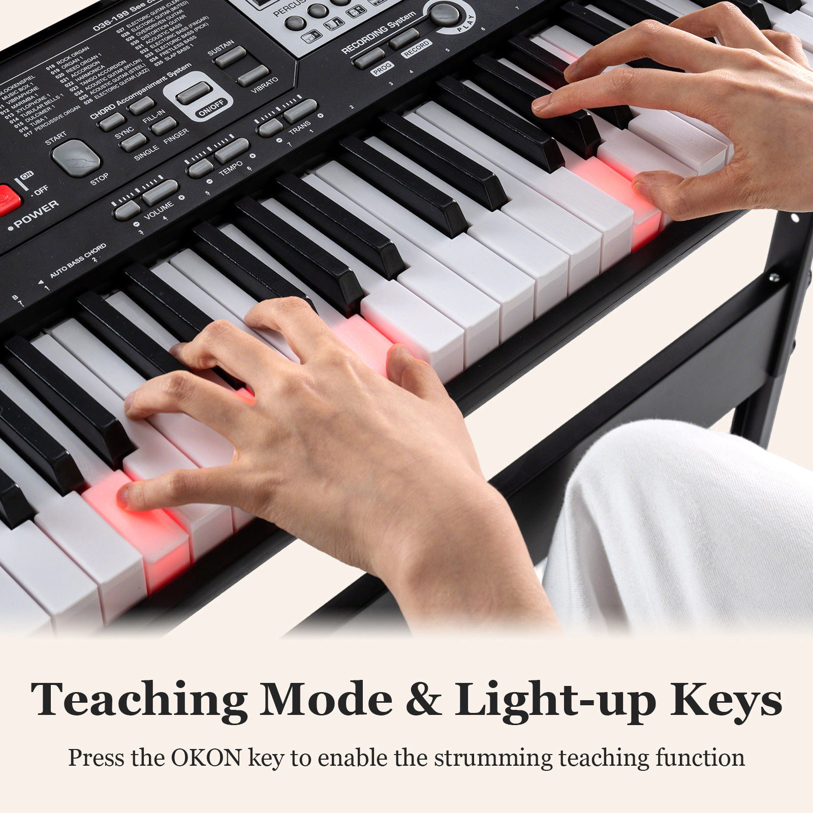 SUGIFT 61-Key Beginners Electric Piano Keyboard Kit with Adjustable Stand and Stool Black