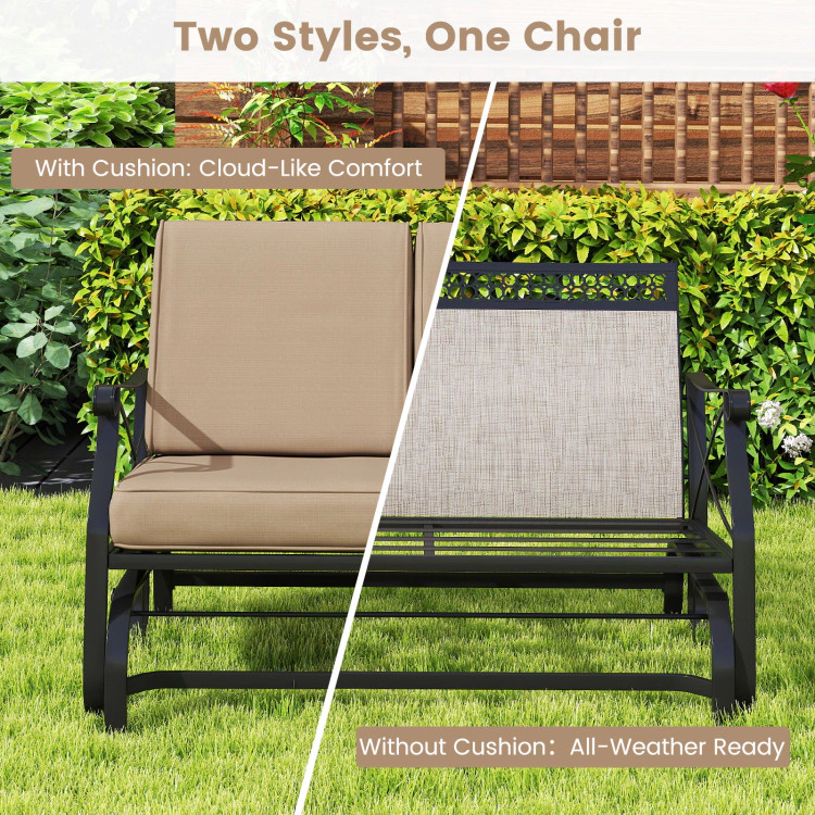 Hivvago Outdoor 2-Person Glider Rocking Chair Loveseat With Thick Cushions And Metal Frame