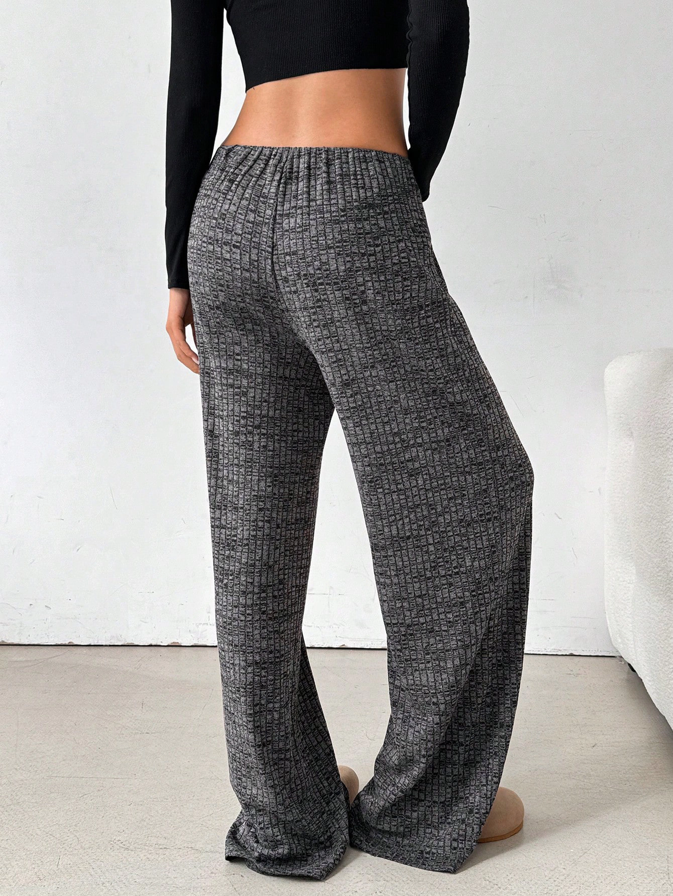 Enchanted Funland Womens Drawstring  Waffle Knit High Waist Straight Pants