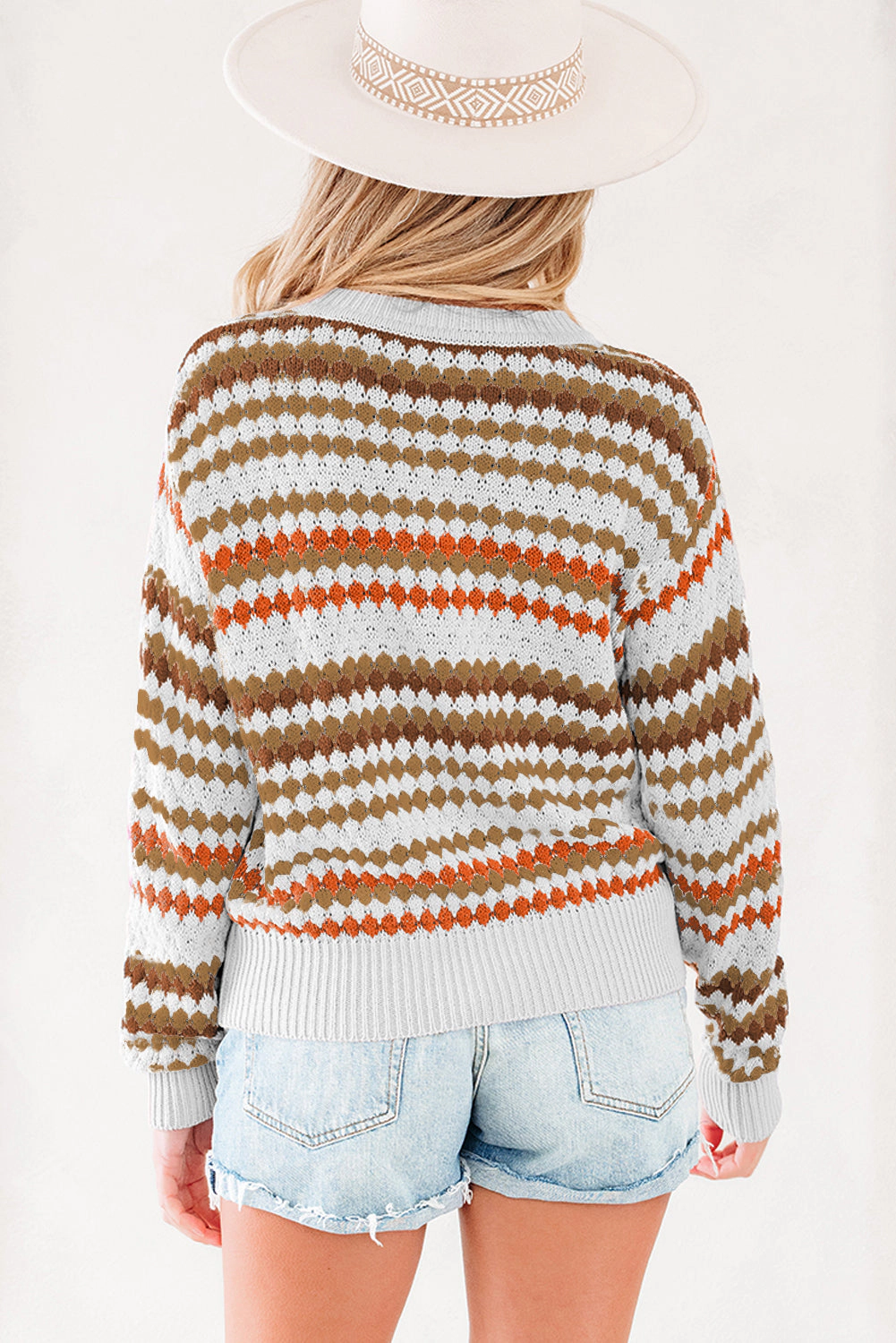 Threaded Pear Women's Jimena Patterned Drop Shoulder Sweater