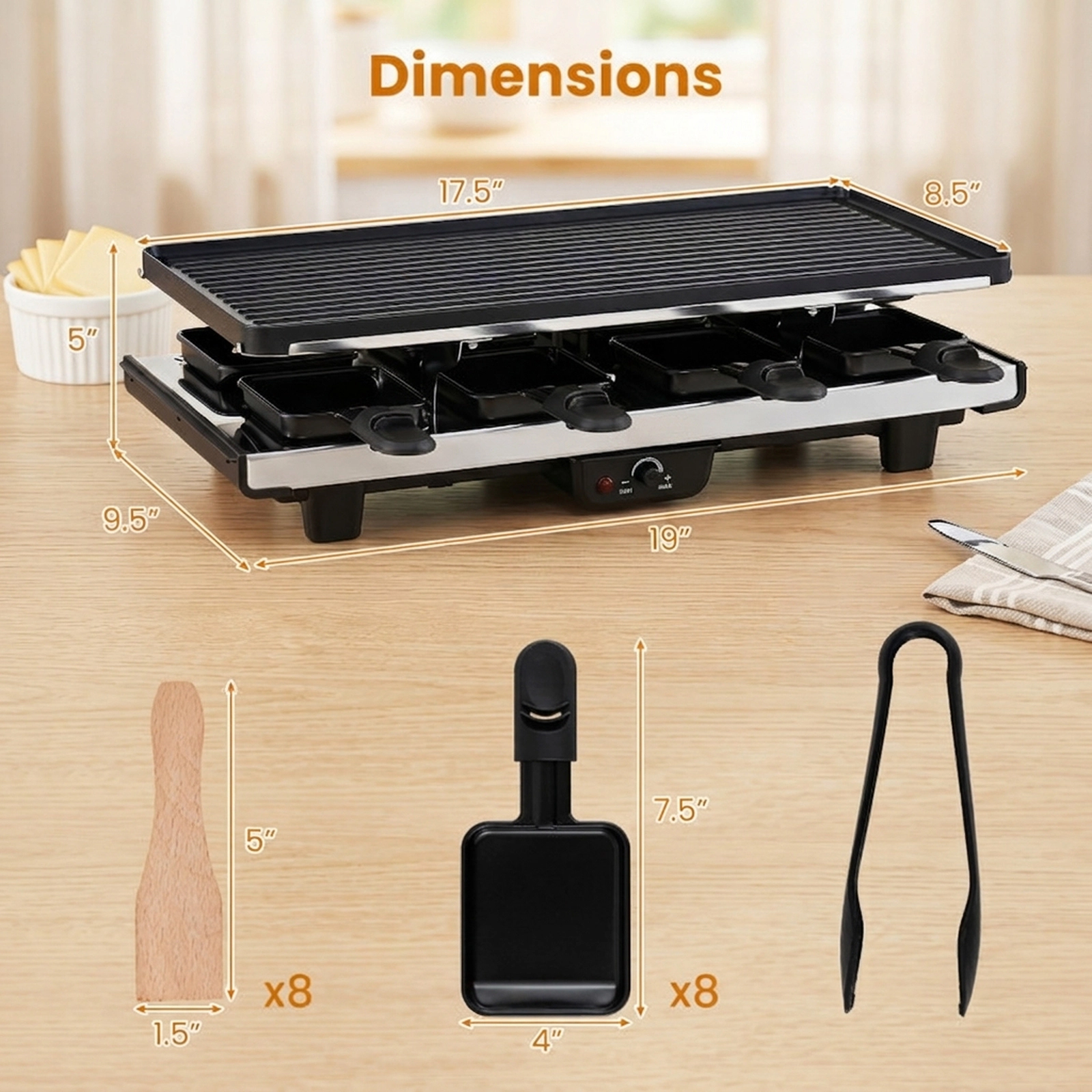SUGIFT 2-in-1 Table Grill and Griddle with Reversible Nonstick Plate for 8 Black