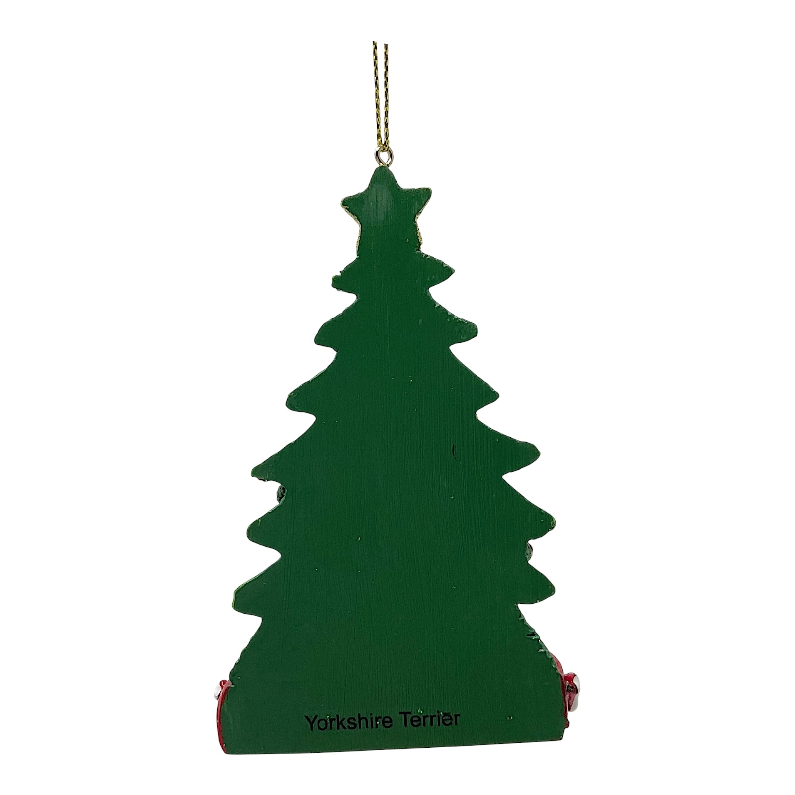 Kurt Adler Yorkshire Terrier Dog with Santa Hat and Christmas Tree Resin Ornament 4.25 inch