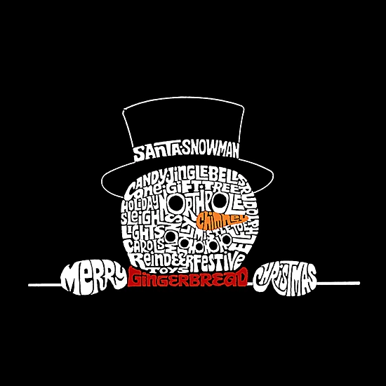LA Pop Art Peeking Snowman - Men's Word Art Crew Sweatshirt