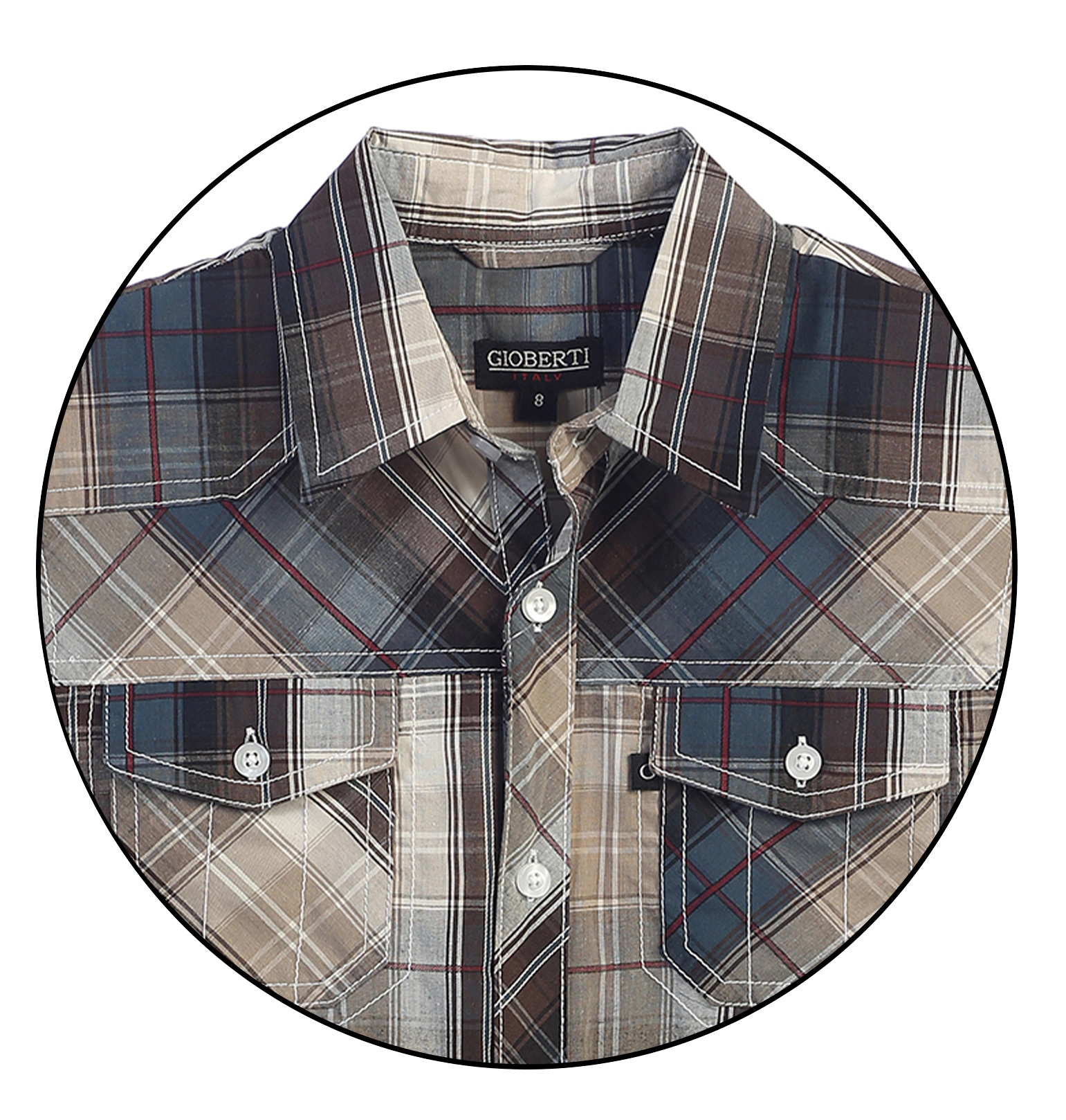 Gioberti Boy's Long Sleeve Roll Up Plaid Checked Shirt