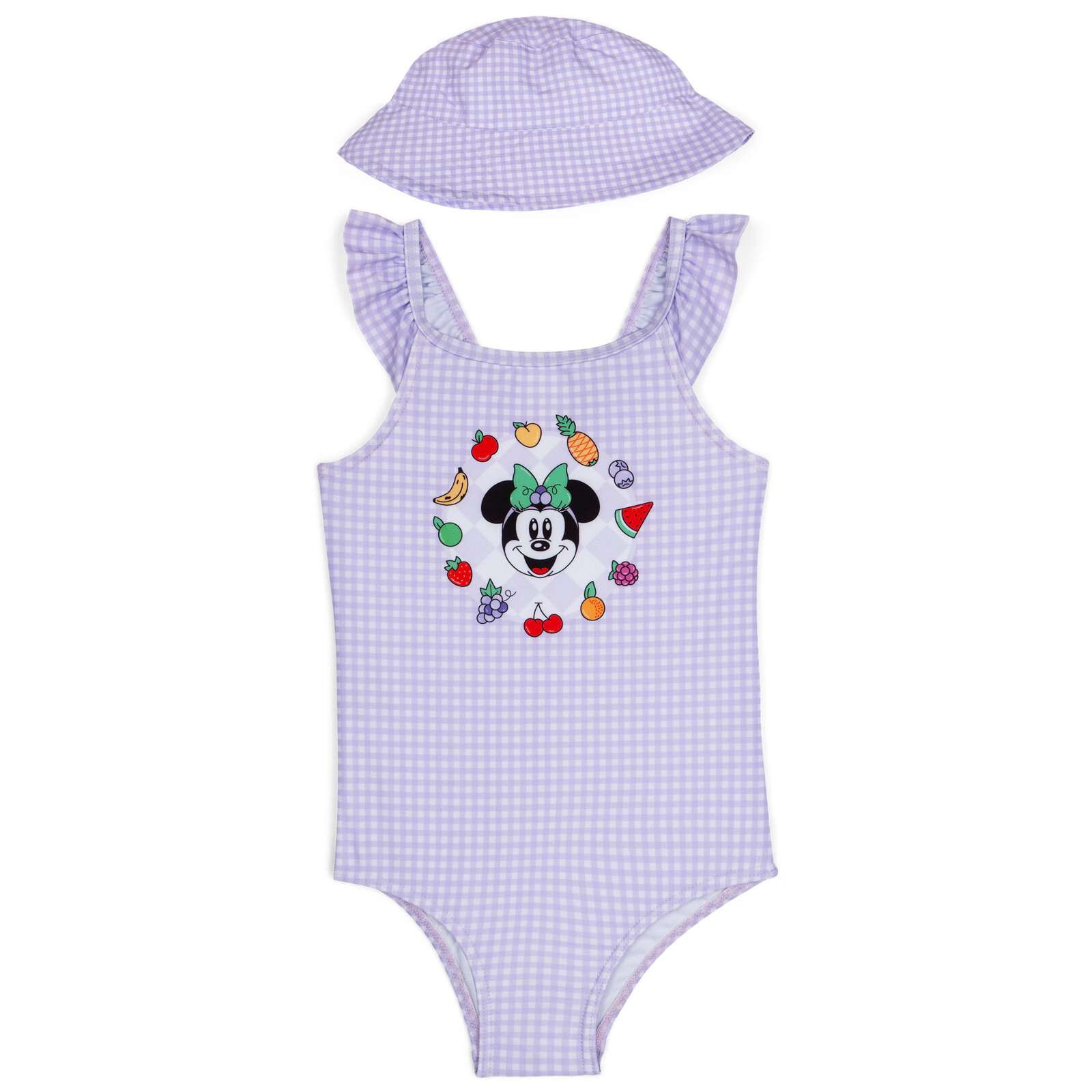 Disney Girls' One Piece Swimsuit and Bucket Hat Set