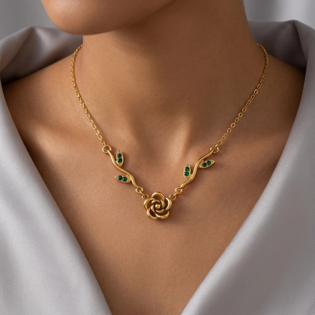DressAtR Women’s Sweet Blossom 18K Gold Plated Necklace