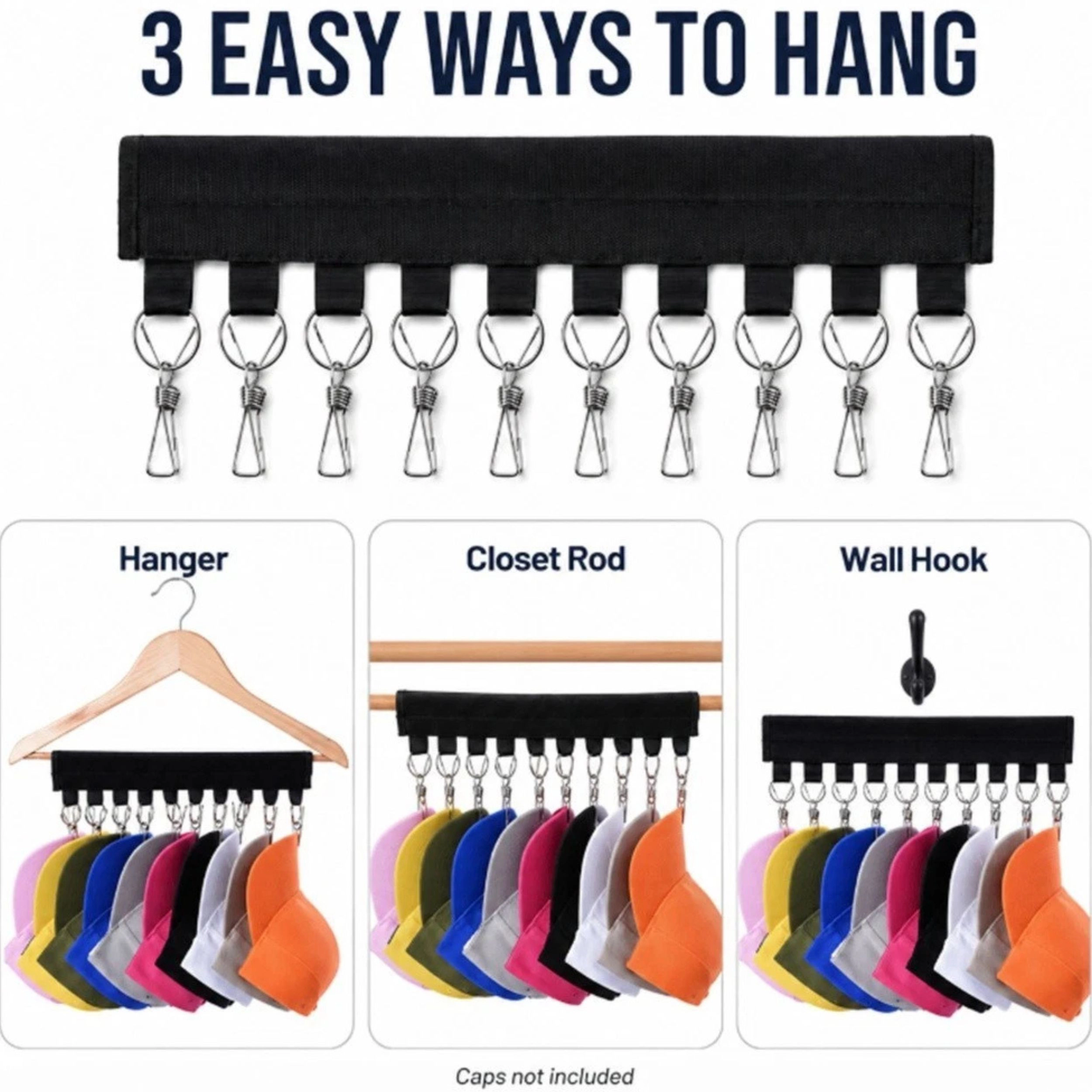 Home Collection Hat Rack for Baseball Caps Wall Closet Organizer Cap Holder