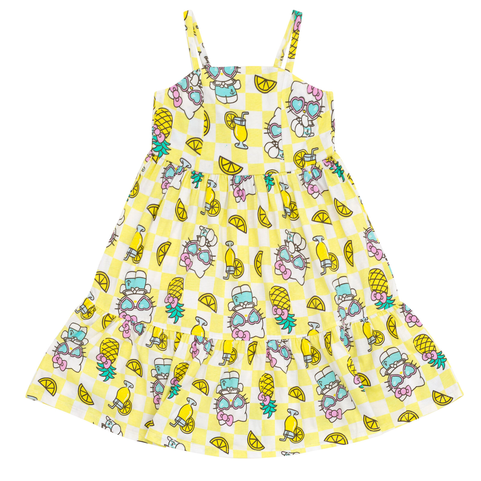 Hello Kitty Girls' Sleeveless Smocked Tiered Dress