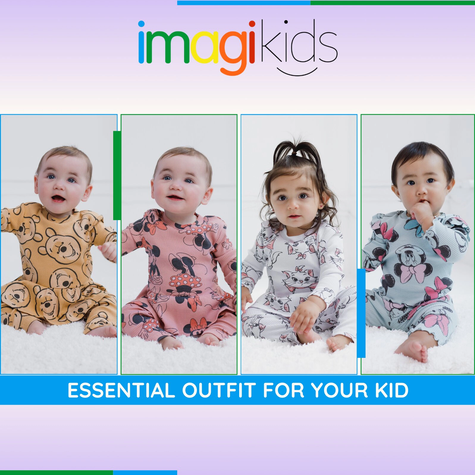 Disney Girls' Ribbed Long Sleeve Tee and Pants Set