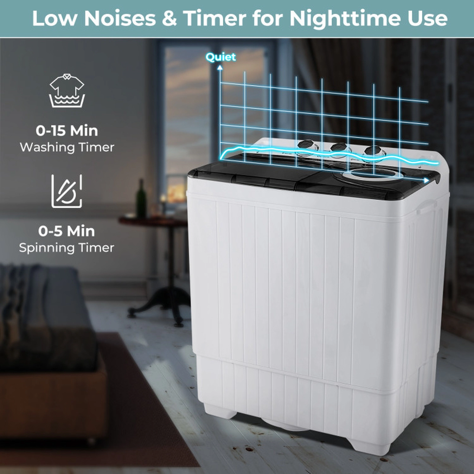 SUGIFT 26-lb Total 18-lb Wash 8-lb Spin Semi-Automatic Twin Tub Washing Machine with Drainage Pump