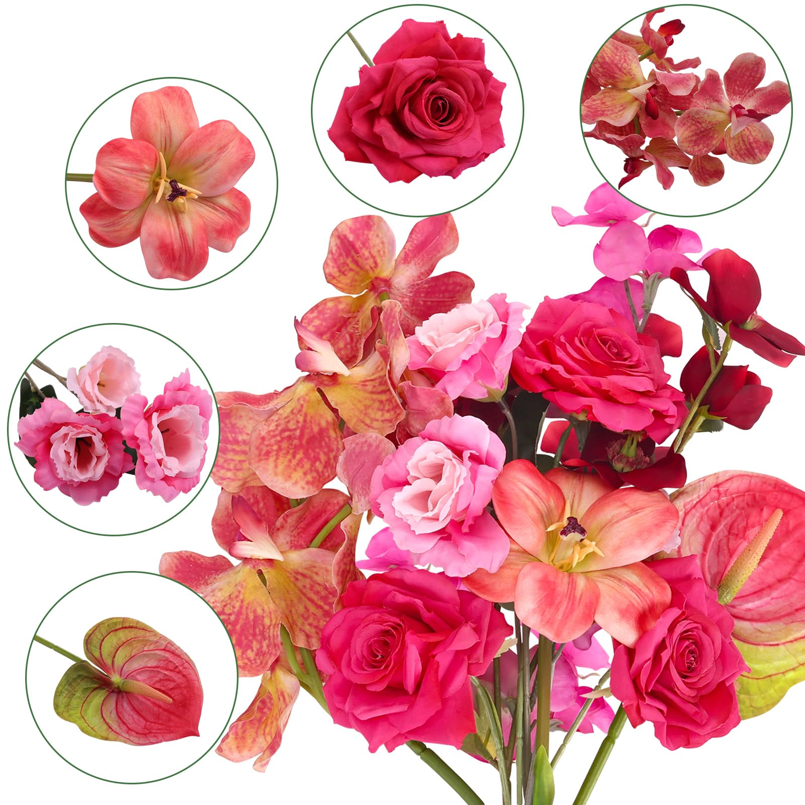 PUPWE White Flowers Realistic Silk Bouquet For Wedding Bridal Bouquets Table Centerpieces