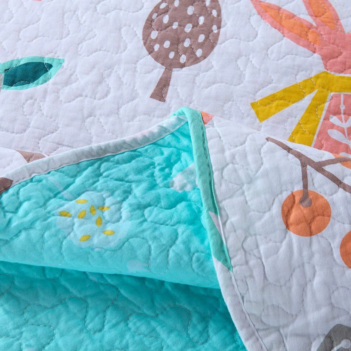 MarCielo 2/3 Piece Kids Woodland Animal Quilt Set, 100% Cotton LightWeught Bedspread Set