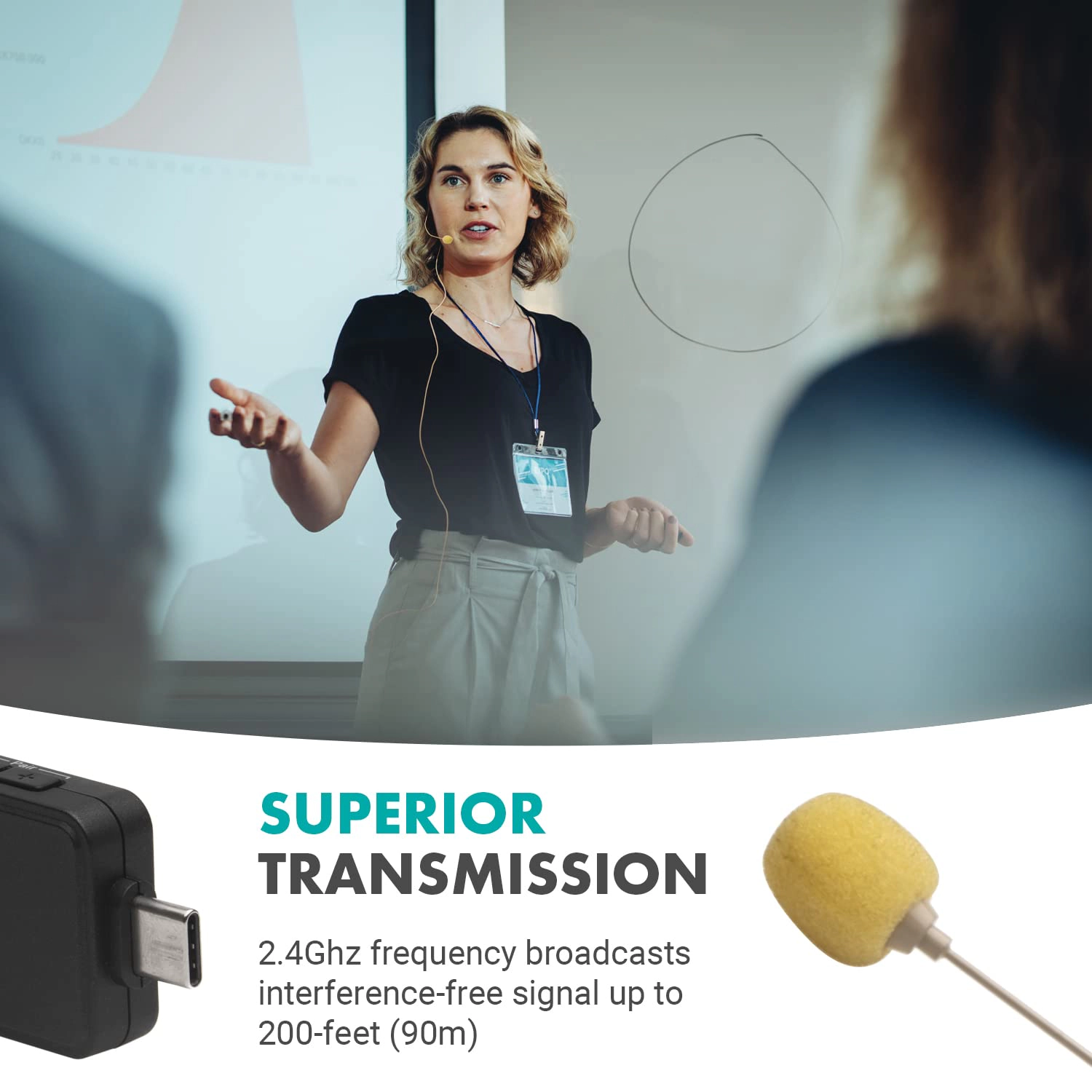 Movo WMX-1-UH USB-C Wireless Headset Microphone