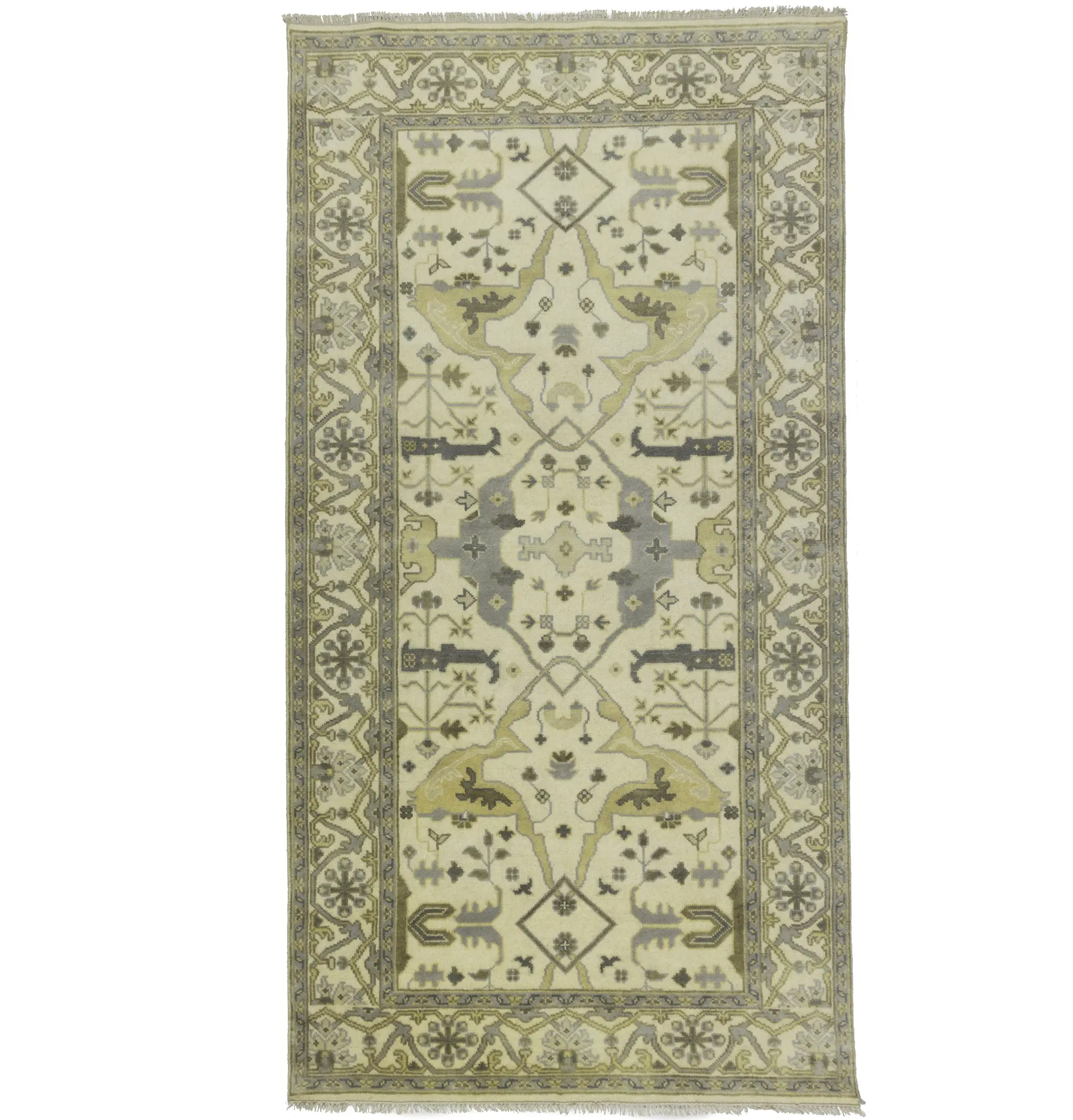 Magic Rugs Cream Floral 6X12 Oushak Oriental Runner Rug