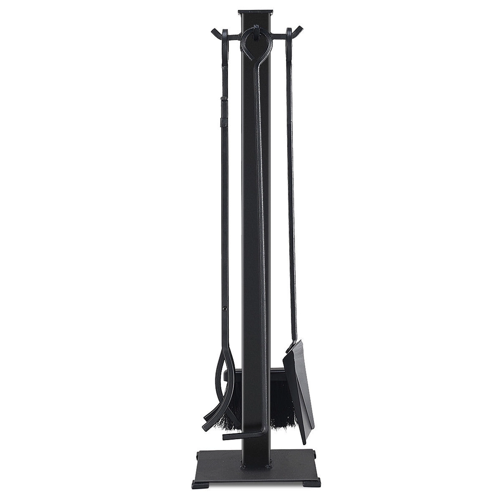 SUGIFT 5-Piece Side Hooks Rust-Resistant Steel Fireplace Tool Set 8.5-in x 8.5-in x 32-in Stand 14.5-lb Black