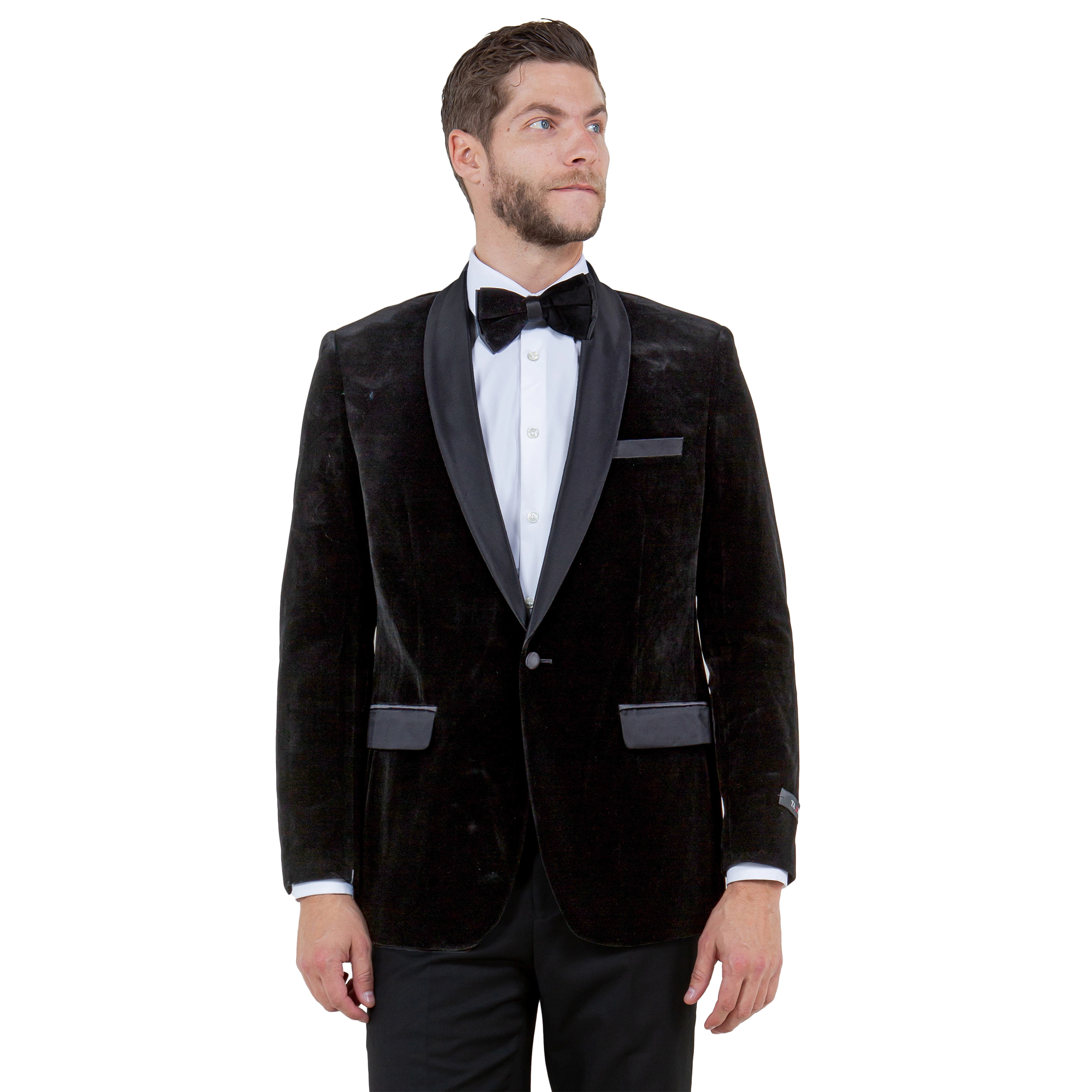 Tazzio Mens Slim Fit Velvet Dinner Jacket with Satin Shawl Collar