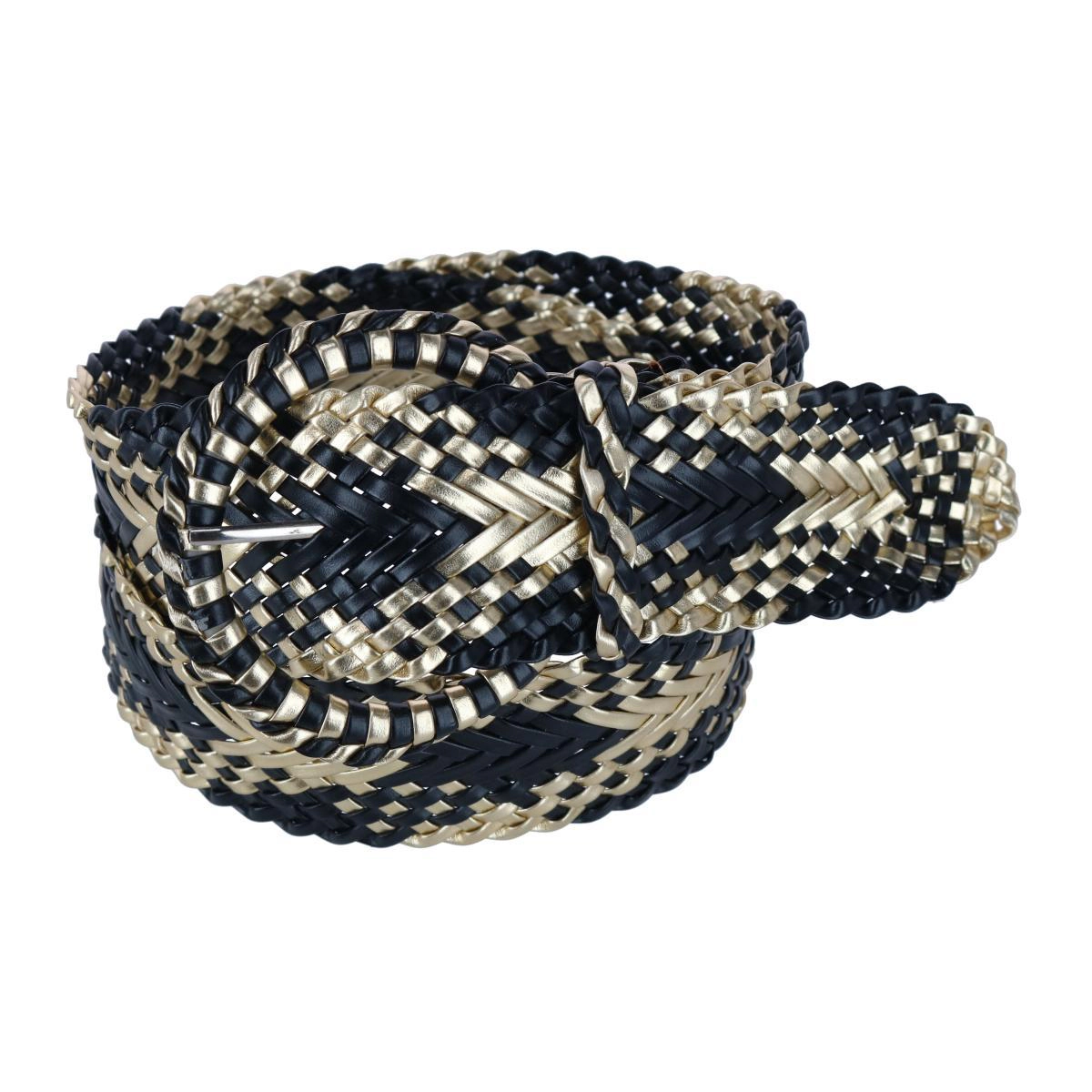 CTM Women's 1 7/8 Inch Wide Braided Plaid Belt with Matching Buckle